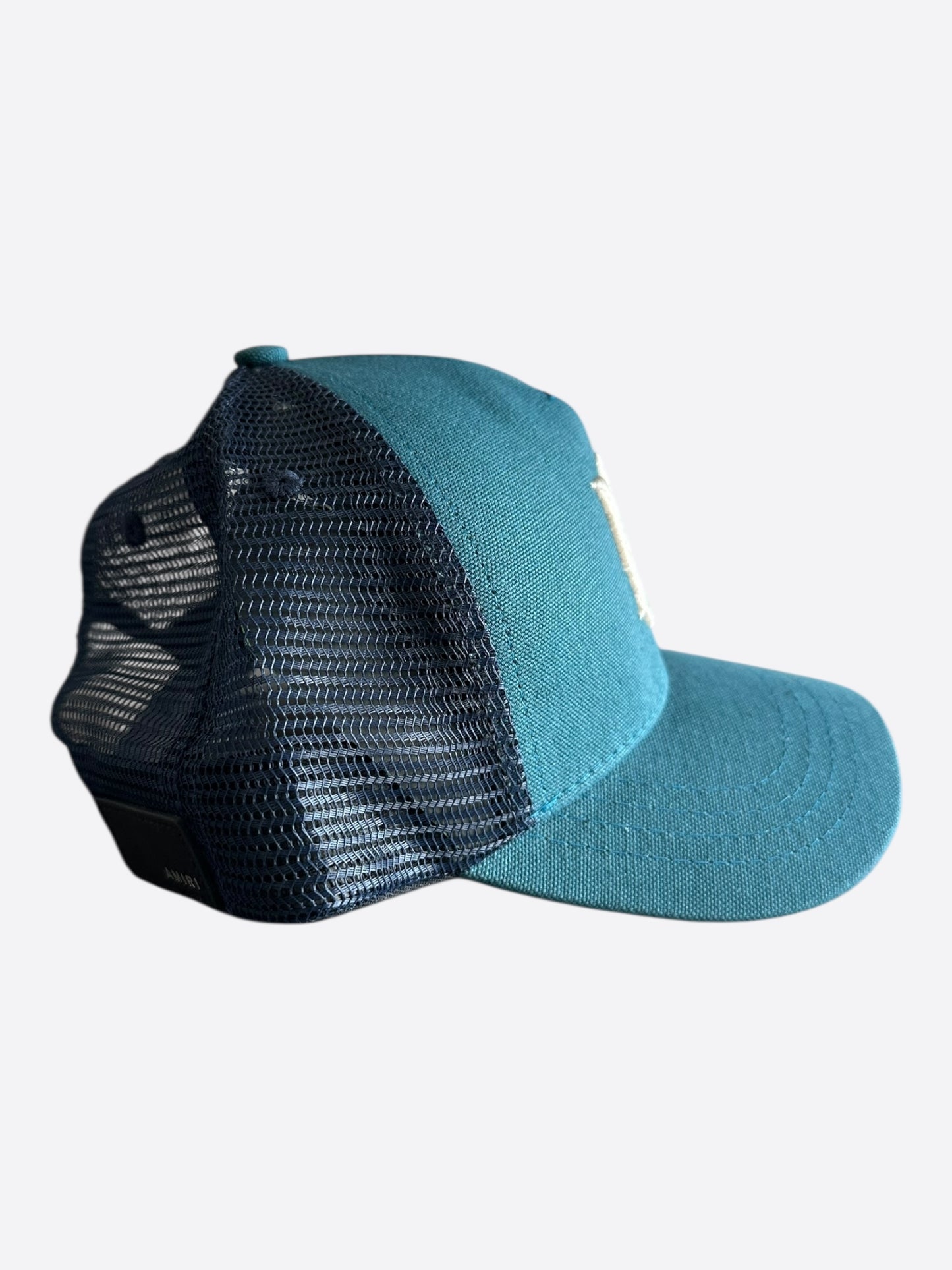 Amiri Blue & White MA Logo Kids Trucker Hat