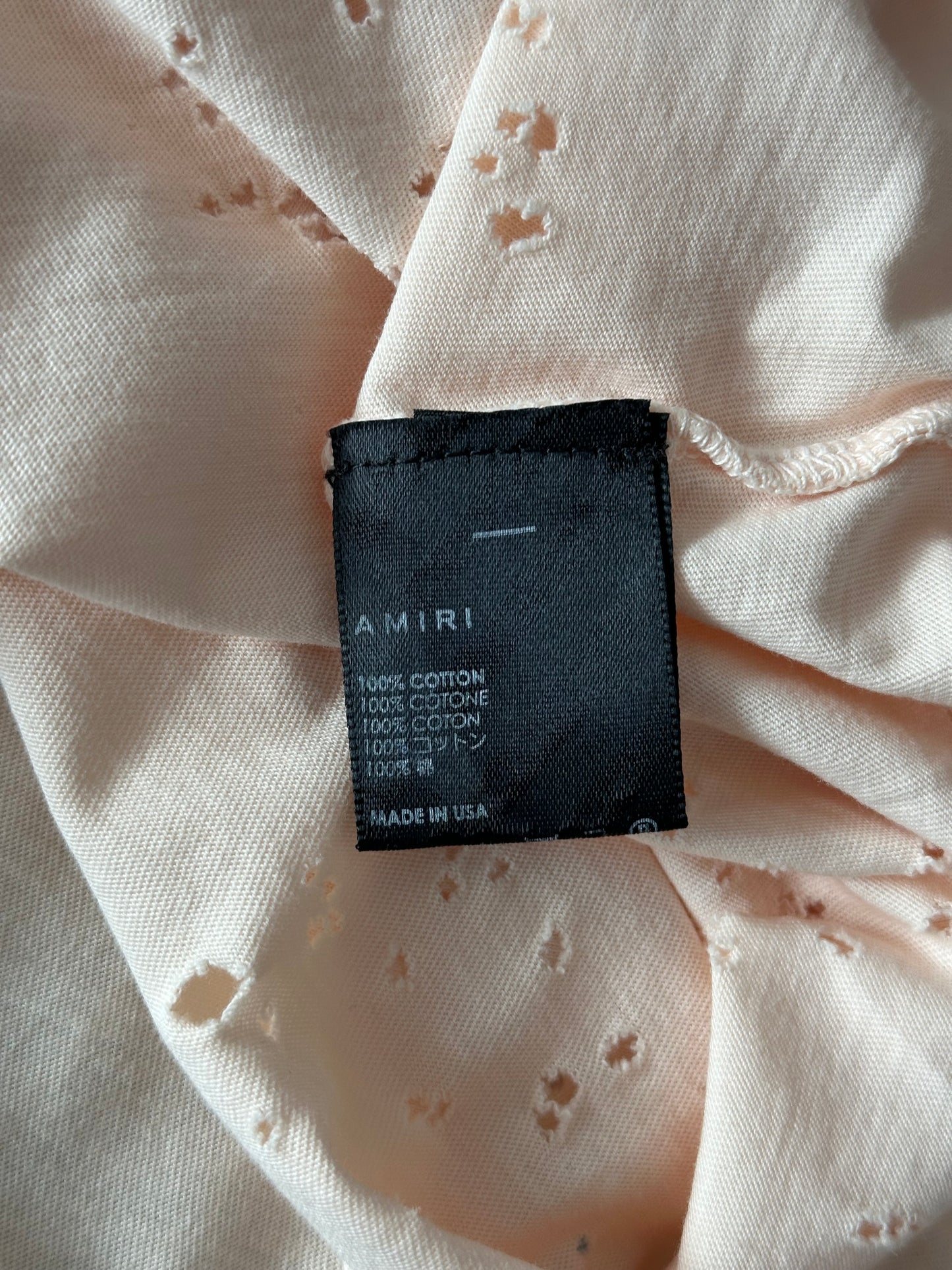 Amiri Pink & White MA Logo Shotgun T-Shirt