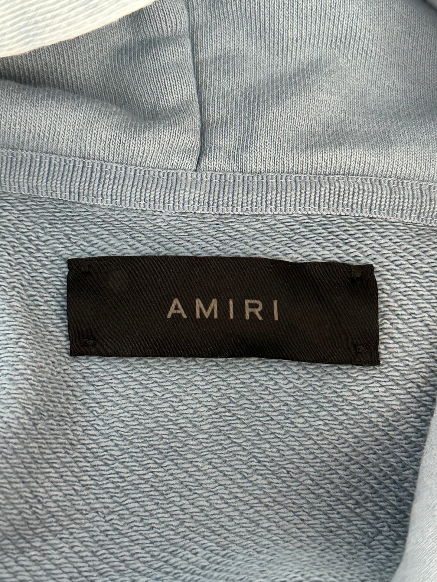 Amiri Faded Blue & White Fliligree Logo Hoodie
