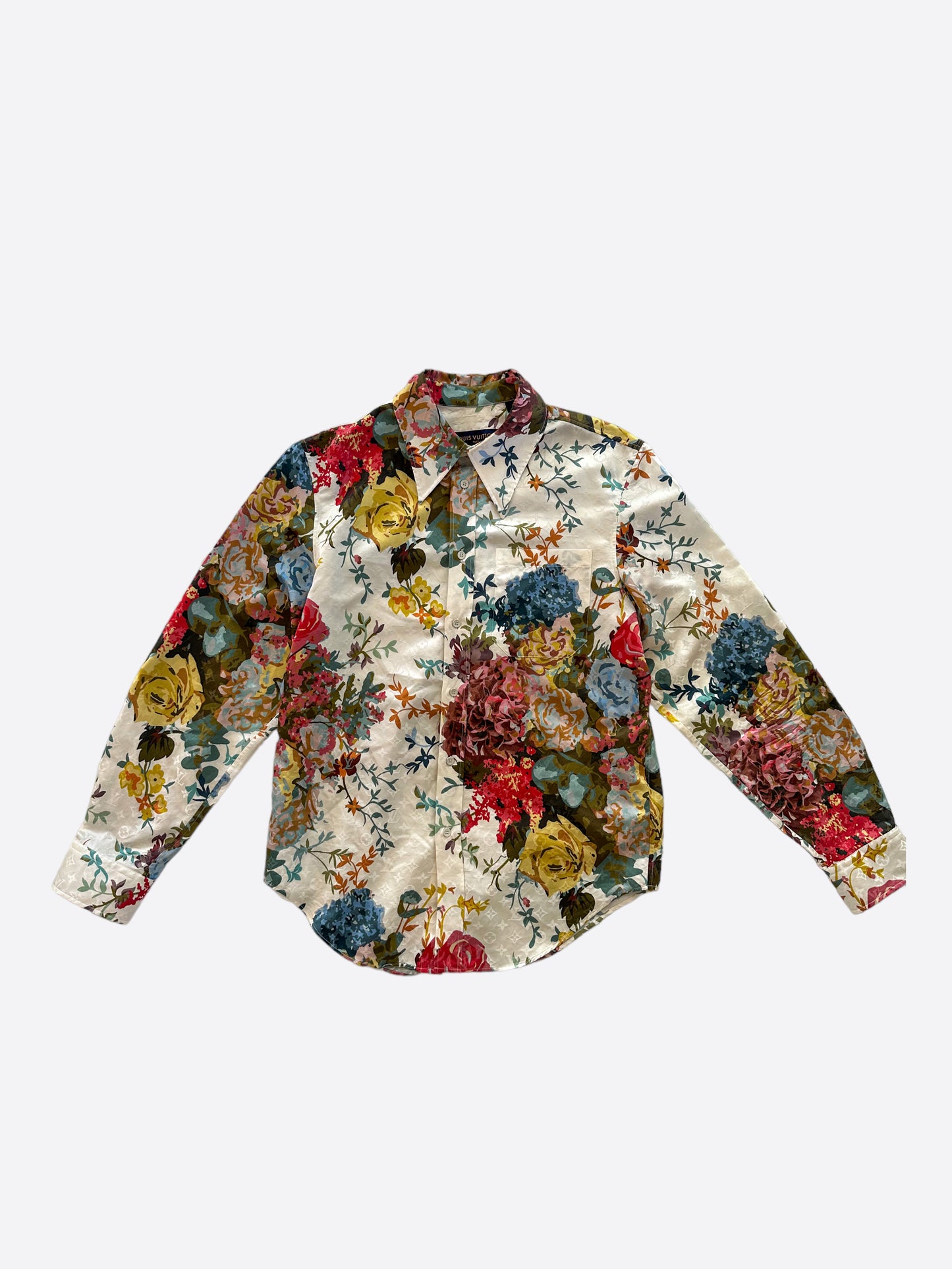 Louis Vuitton Monogram Flower Silk Blend Button Up Shirt