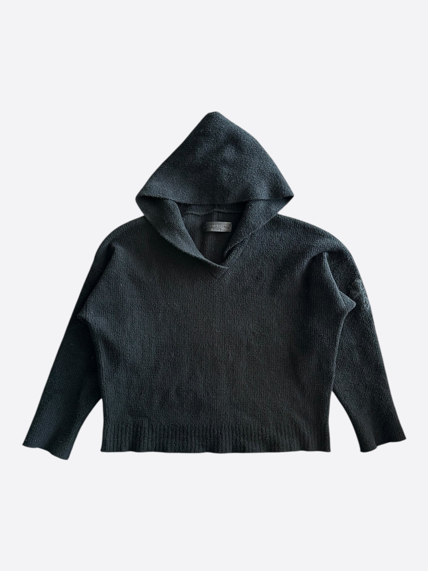 Chrome Hearts Black Ponyhair Cross Patch Knitted Hoodie