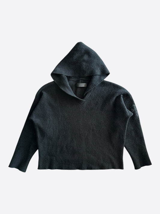 Chrome Hearts Black Ponyhair Cross Patch Knitted Hoodie