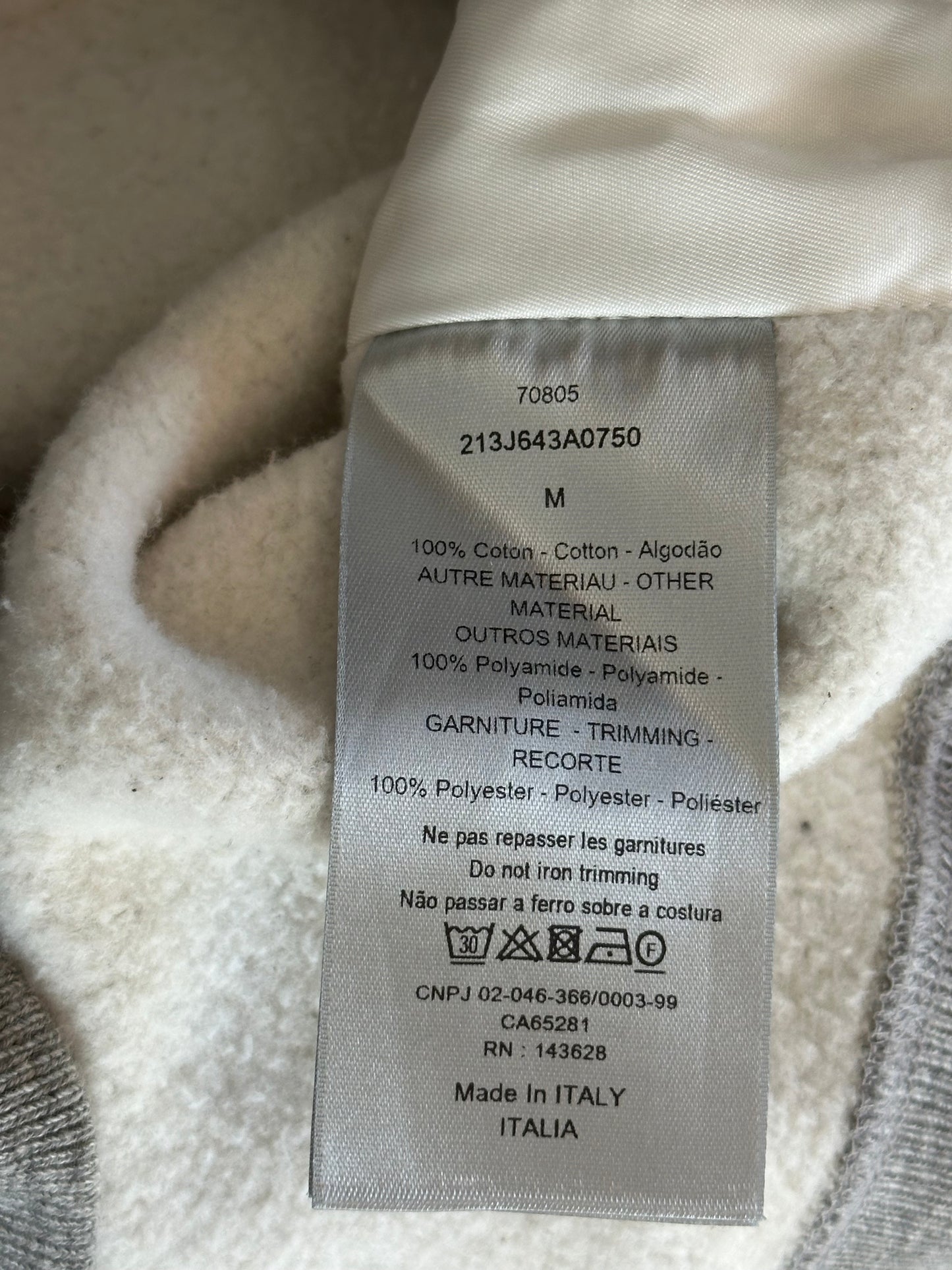 Dior Sacai Grey Embroidered Patch Sweater