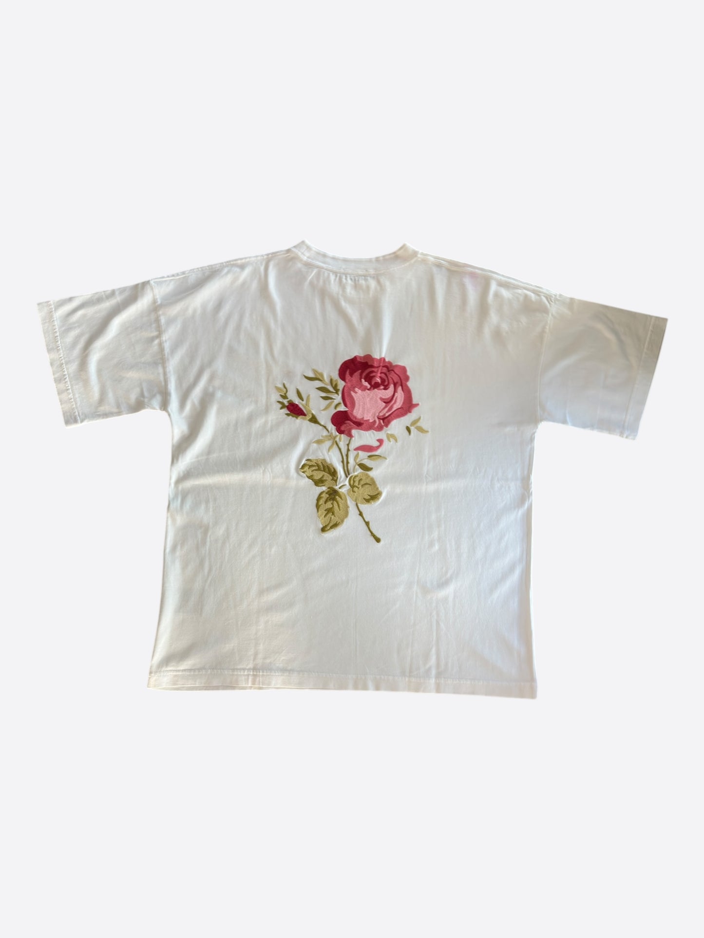 Dior Jardin White & Red Flower Logo Embroidered T-Shirt