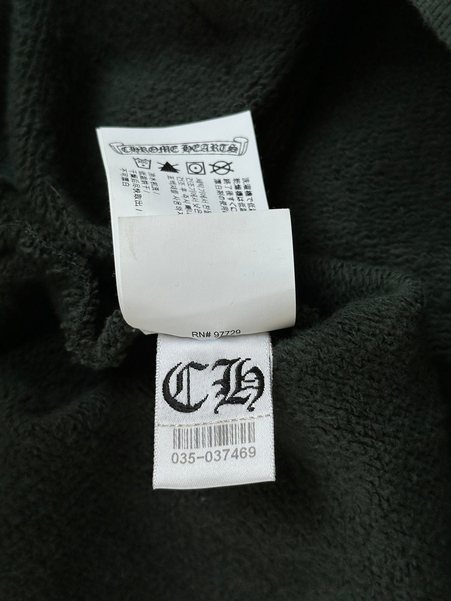 Chrome Hearts Green & White Embroidered Logo Quarter Zip Sweater