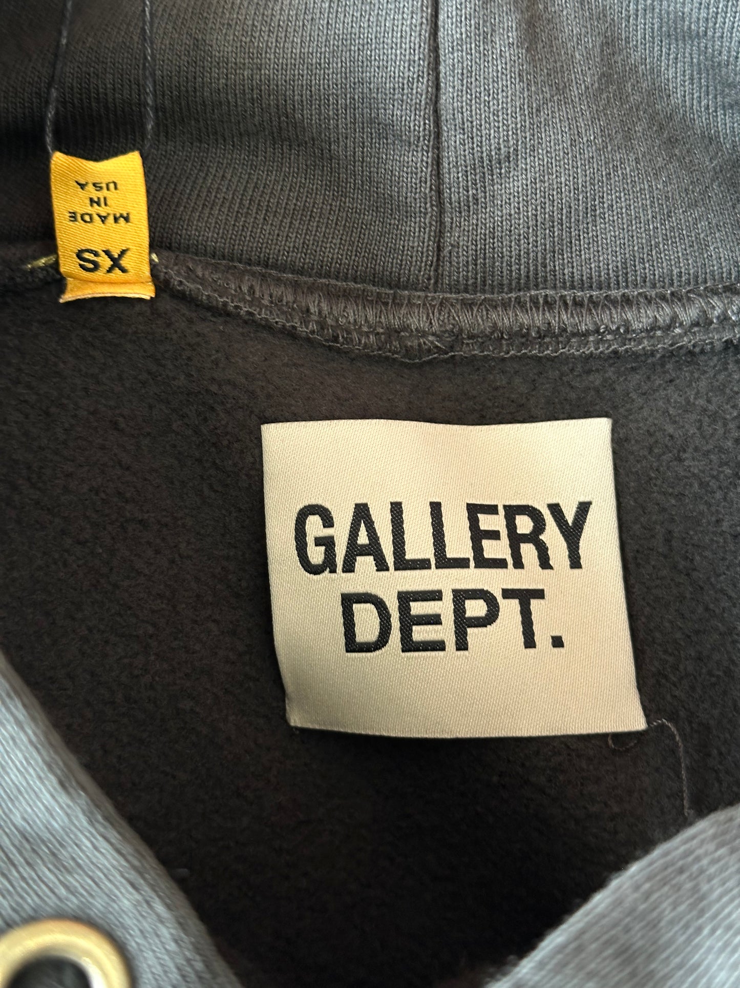 Gallery Dept Washed Black & Yellow Dept Logo Hoodie