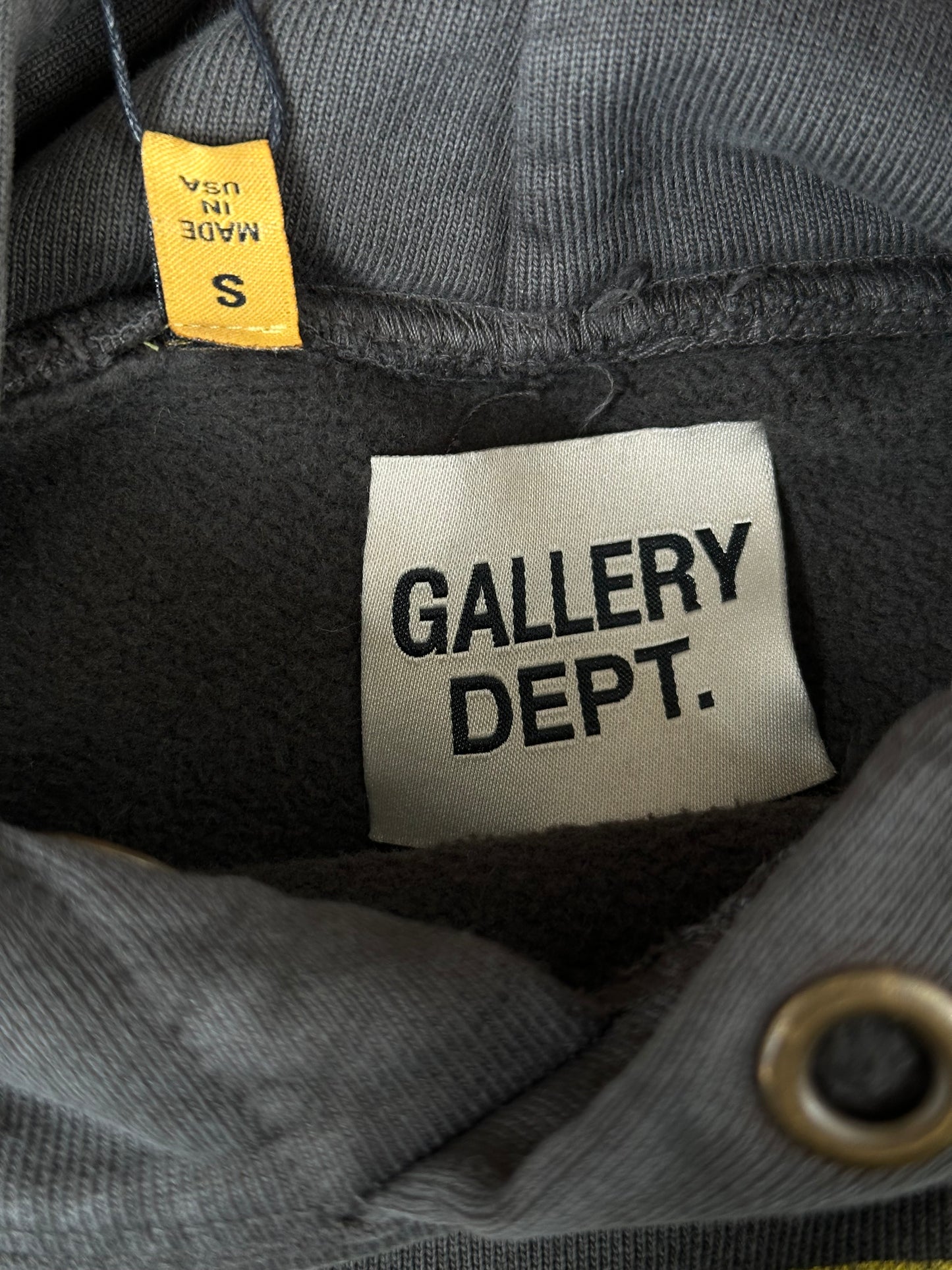 Gallery Dept Washed Black & Yellow Dept Logo Hoodie