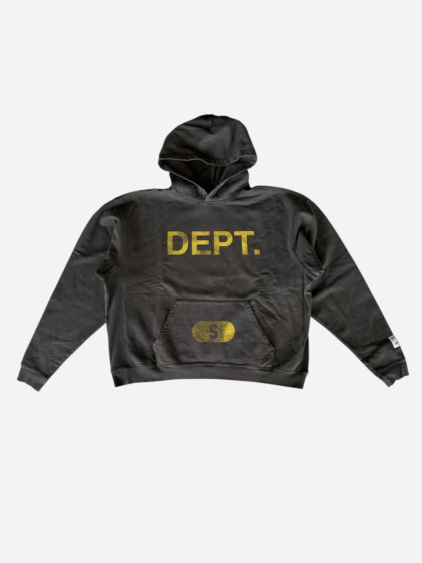 Gallery Dept Washed Black & Yellow Dept Logo Hoodie