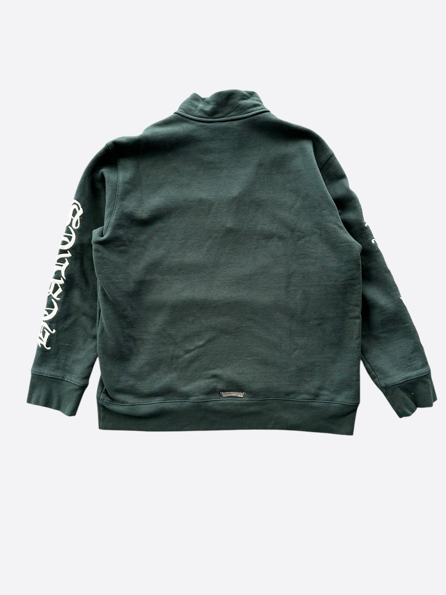 Chrome Hearts Green & White Embroidered Logo Quarter Zip Sweater