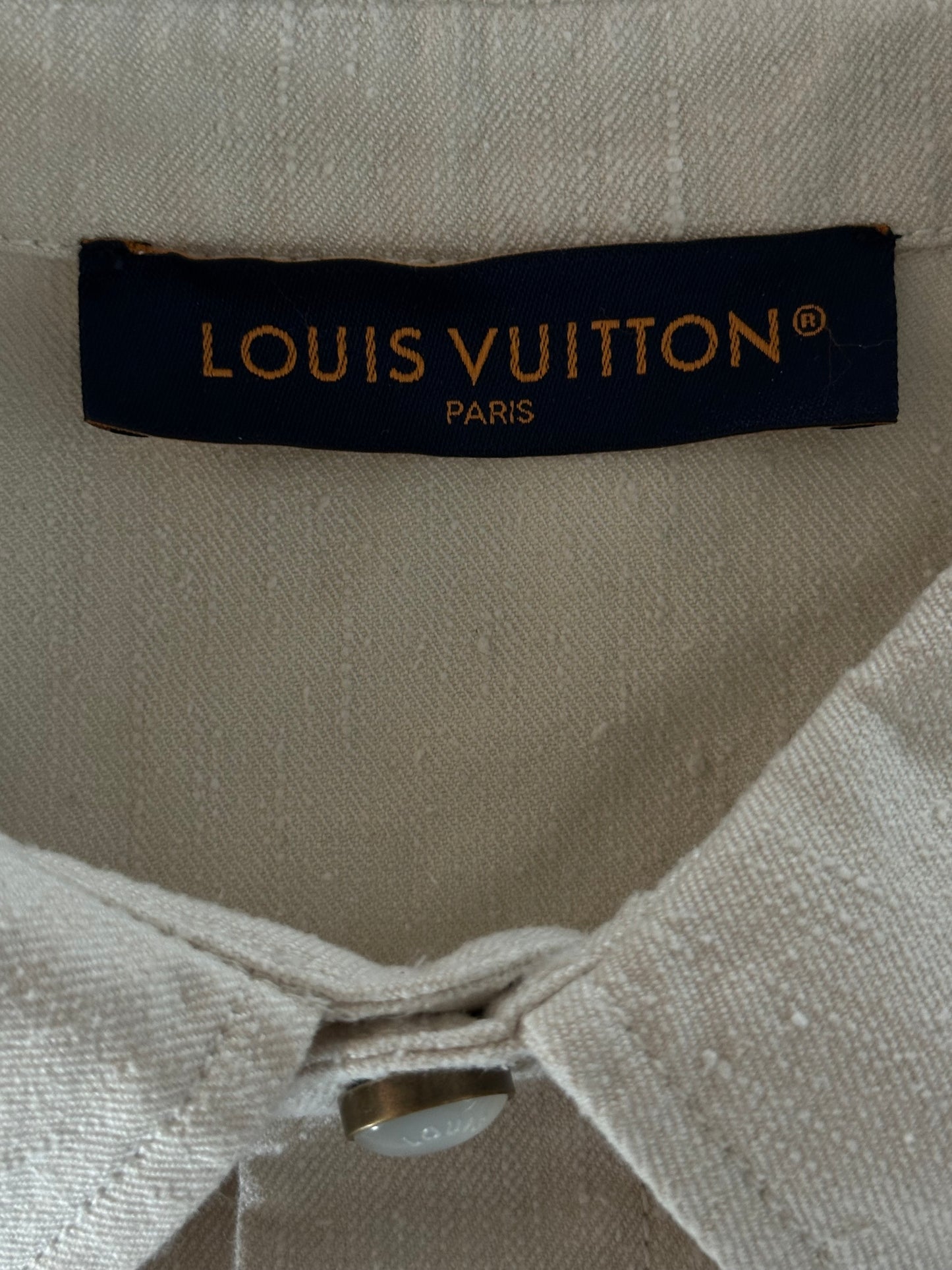 Louis Vuitton Beige Logo Button Up Shirt