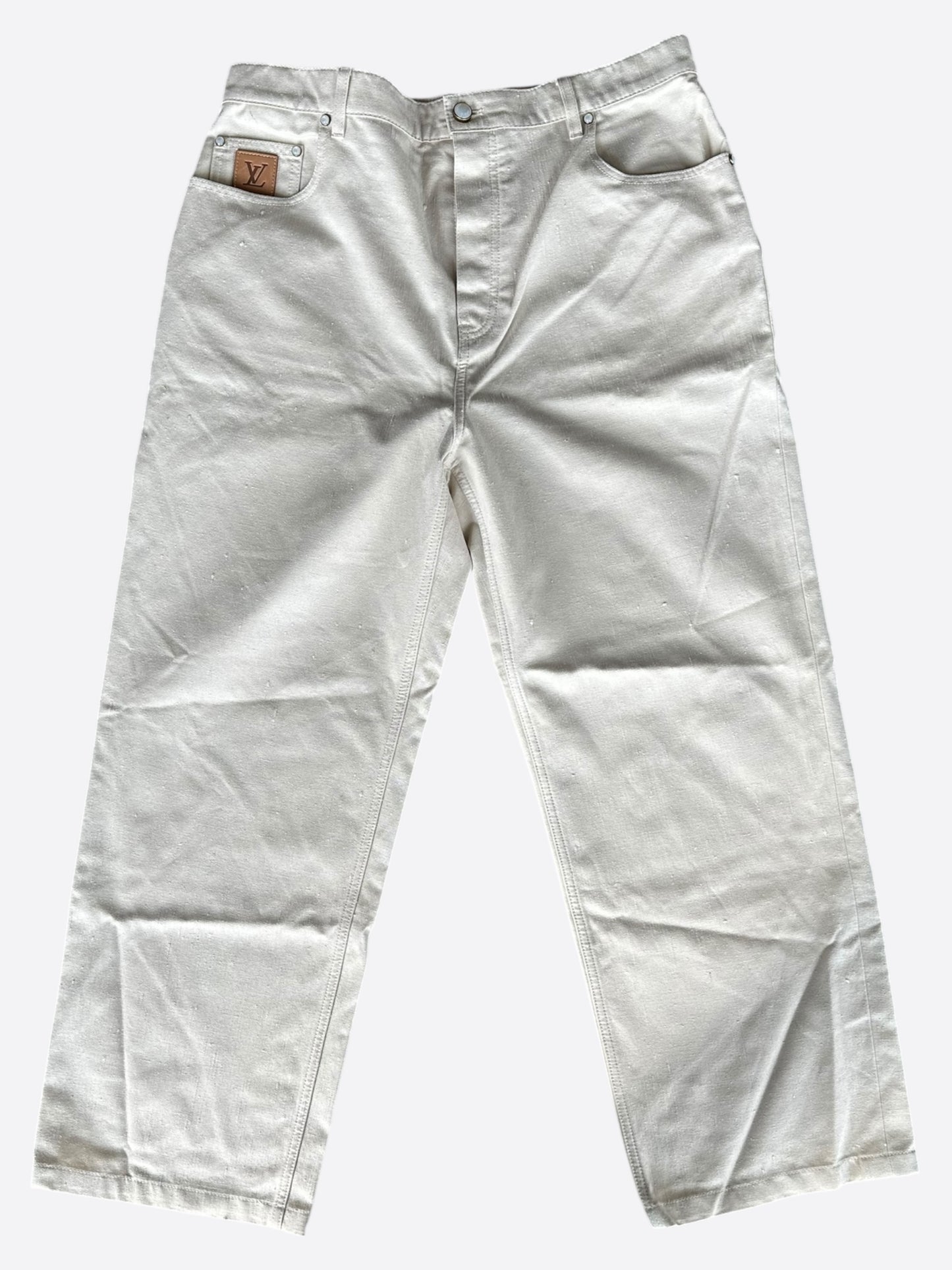 Louis Vuitton Beige Logo Baggy Pants