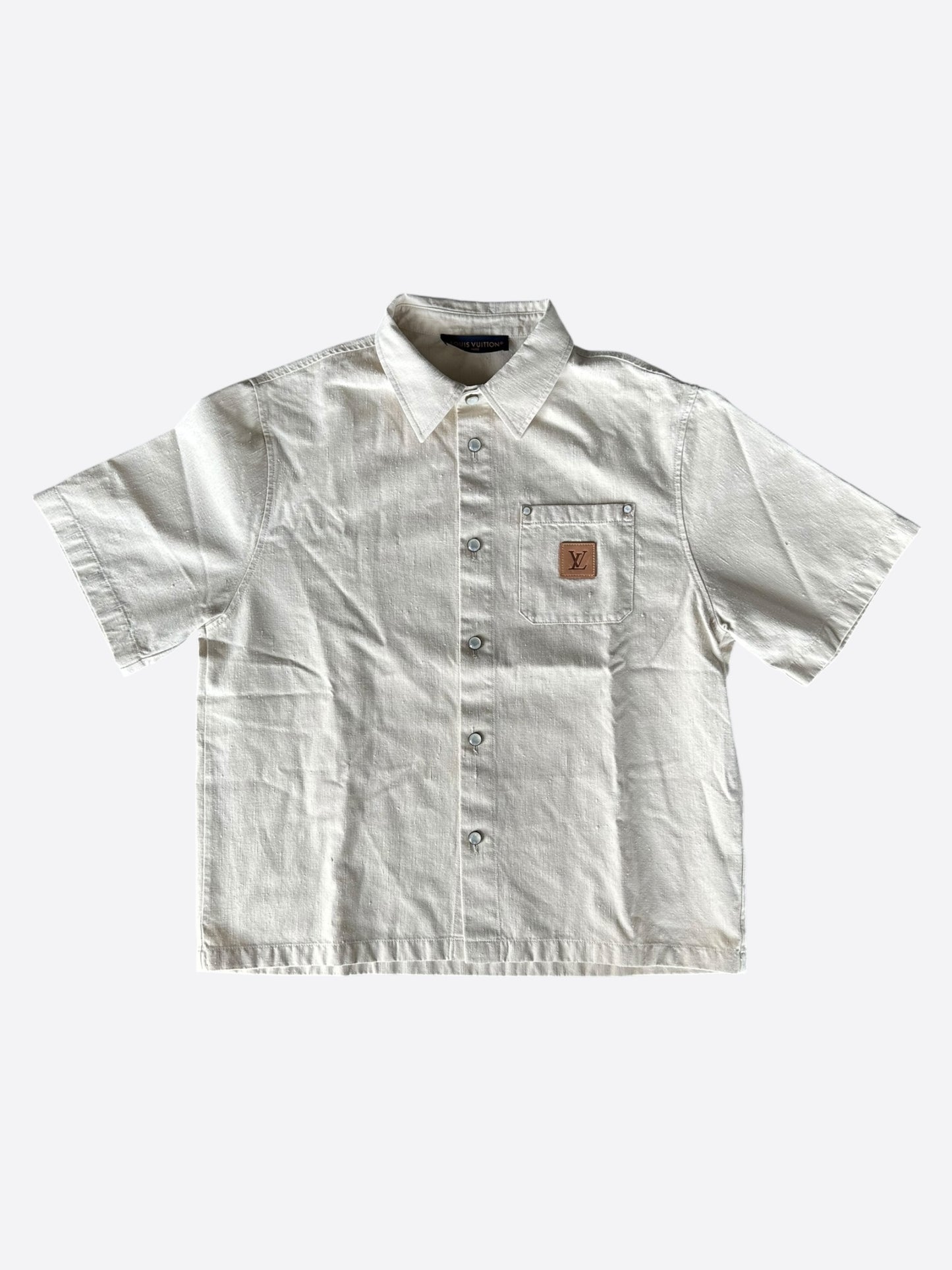 Louis Vuitton Beige Logo Button Up Shirt