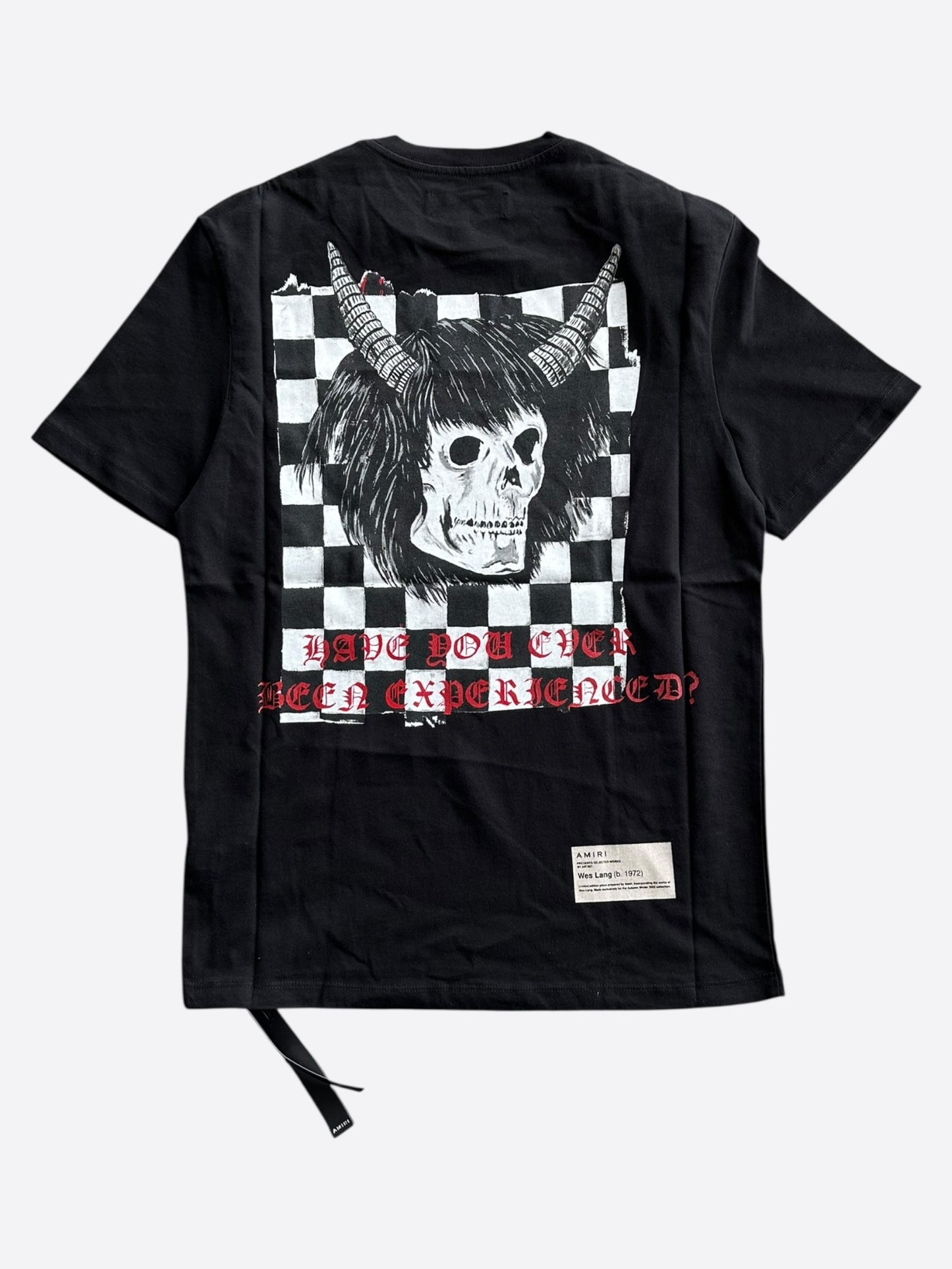 Amiri Wes Lang Black & White Checkered Skull T-Shirt
