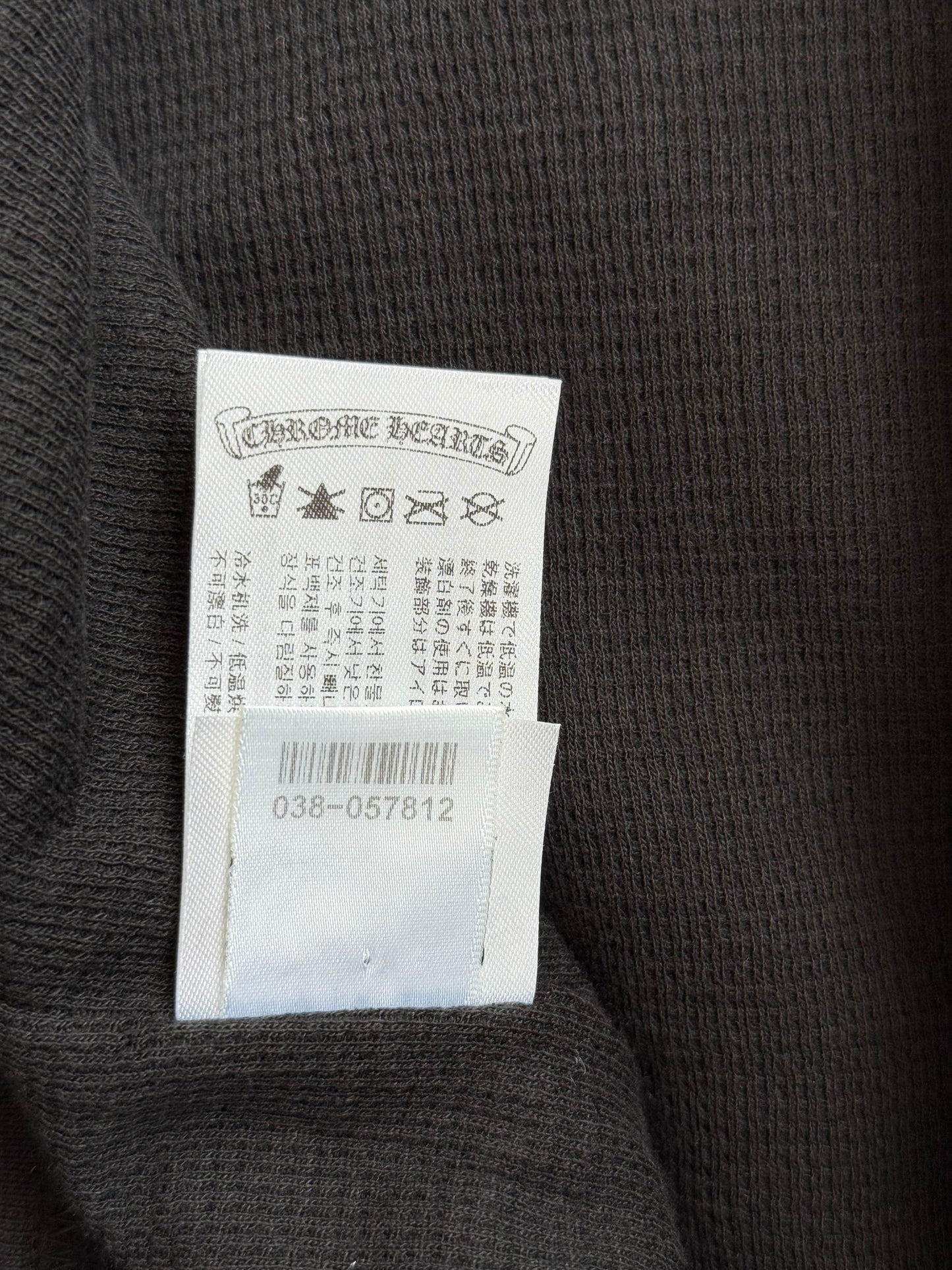 Chrome Hearts Black & White Script Logo Thermal Zip Up Hoodie