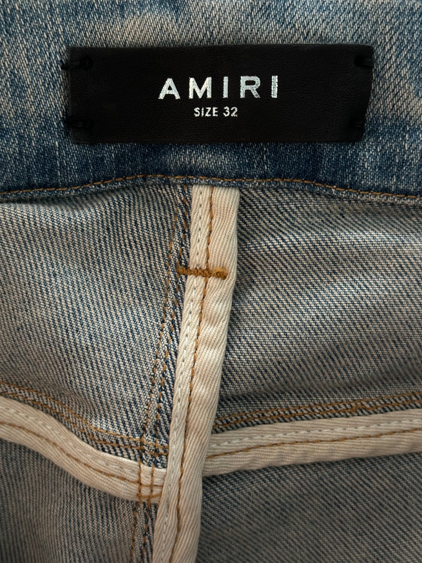 Amiri Clay Indigo Black & Red Plaid Patch MX1 Jeans