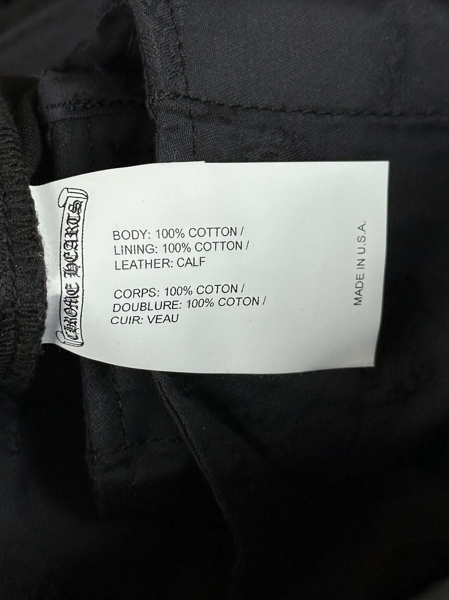 Chrome Hearts Black Cross Patch Chino Pants