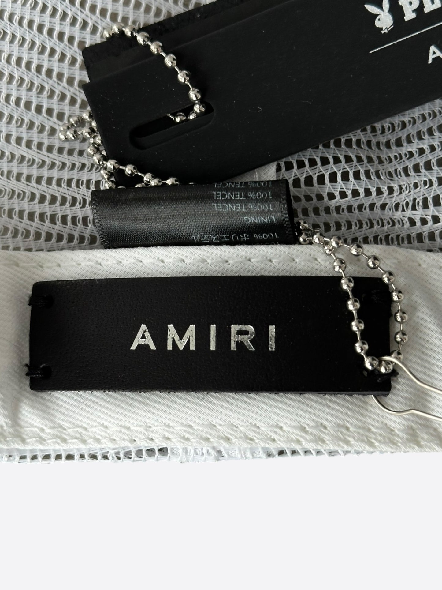 Amiri Playboy White & Black Logo Trucker Hat