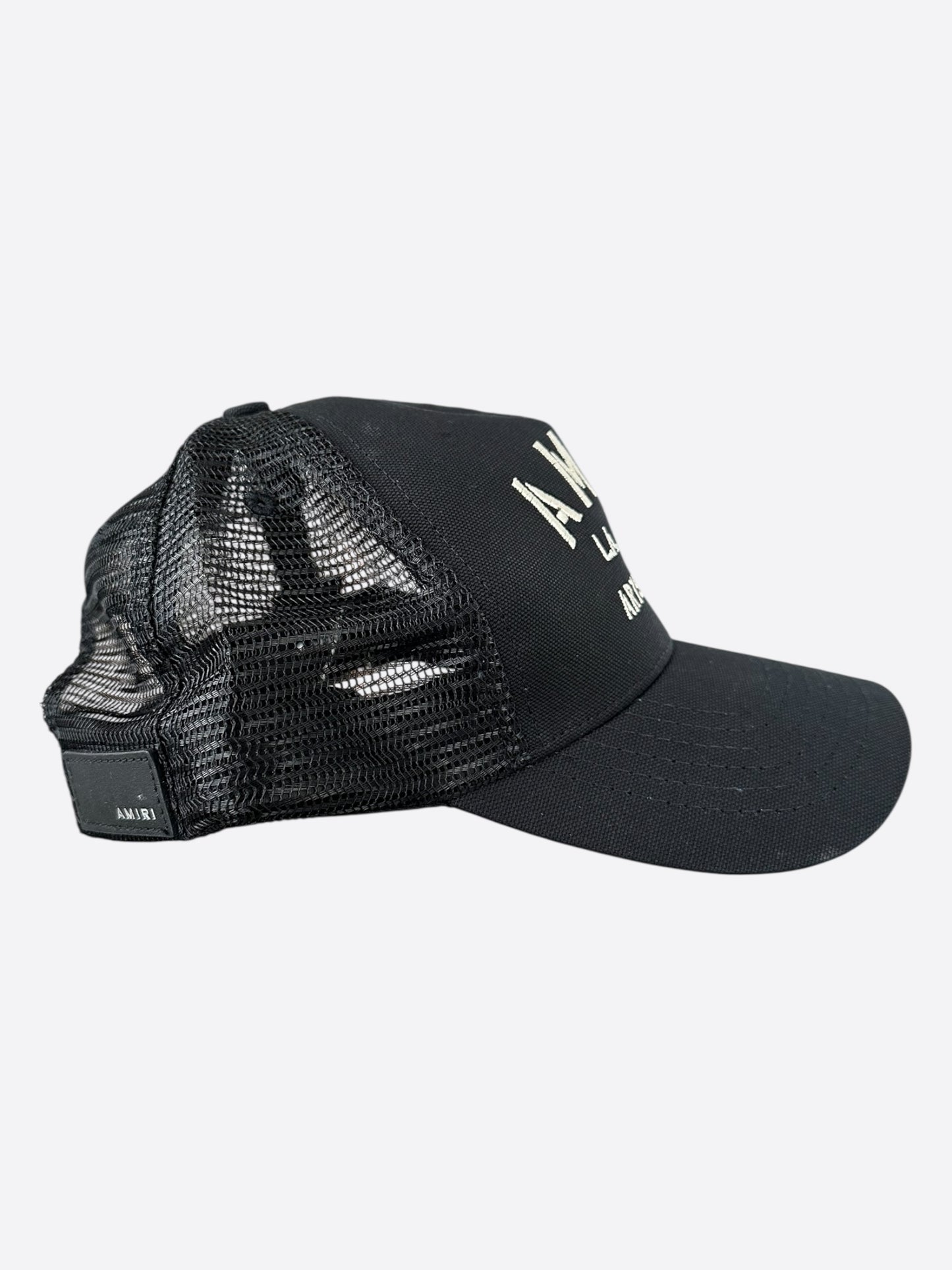 Amiri Black & White Stencil Logo Trucker Hat