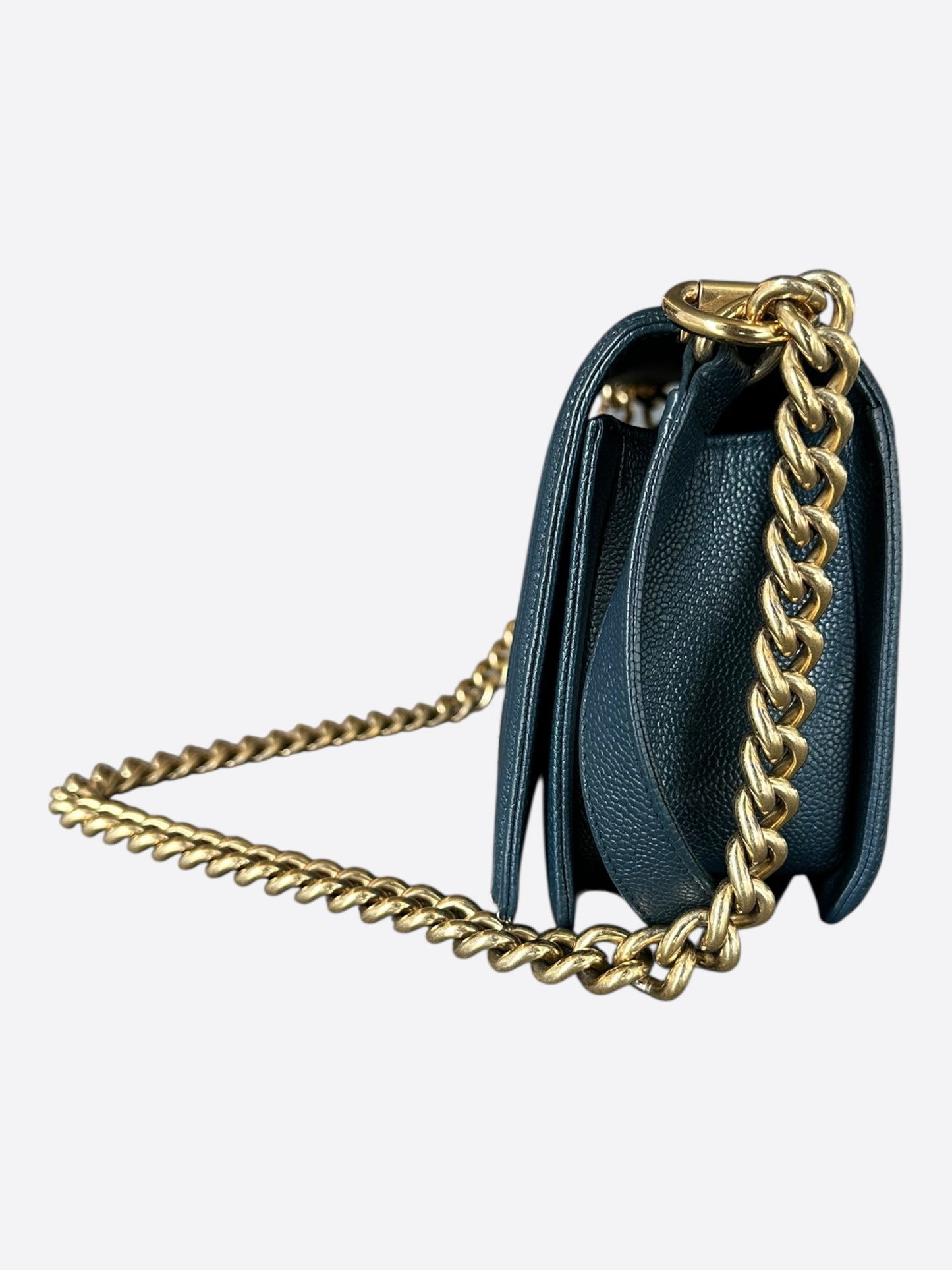 Chanel Blue Quilted Caviar Medium Boy Bag
