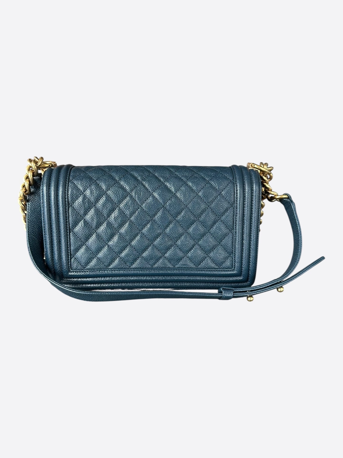 Chanel Blue Quilted Caviar Medium Boy Bag