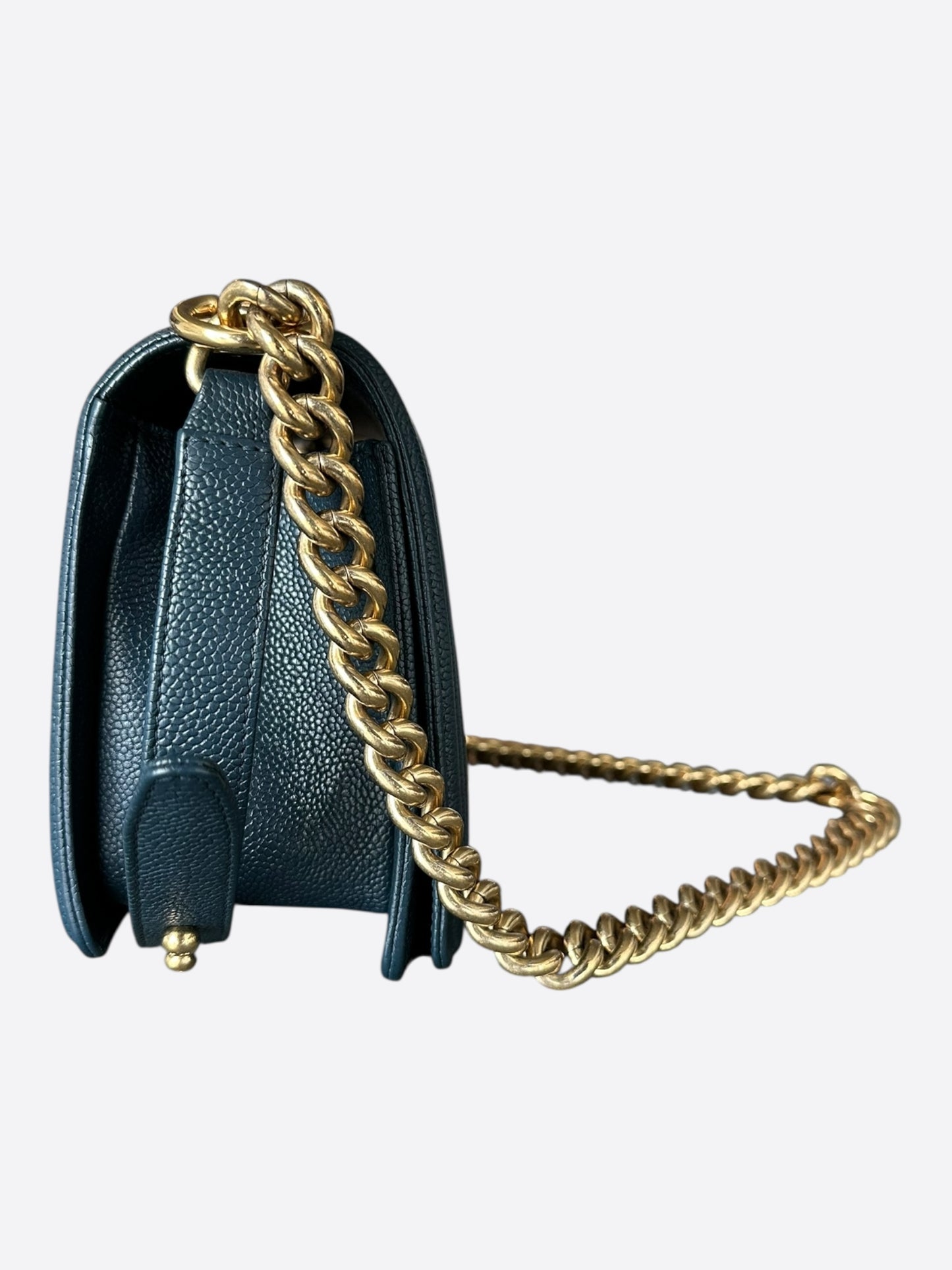 Chanel Blue Quilted Caviar Medium Boy Bag