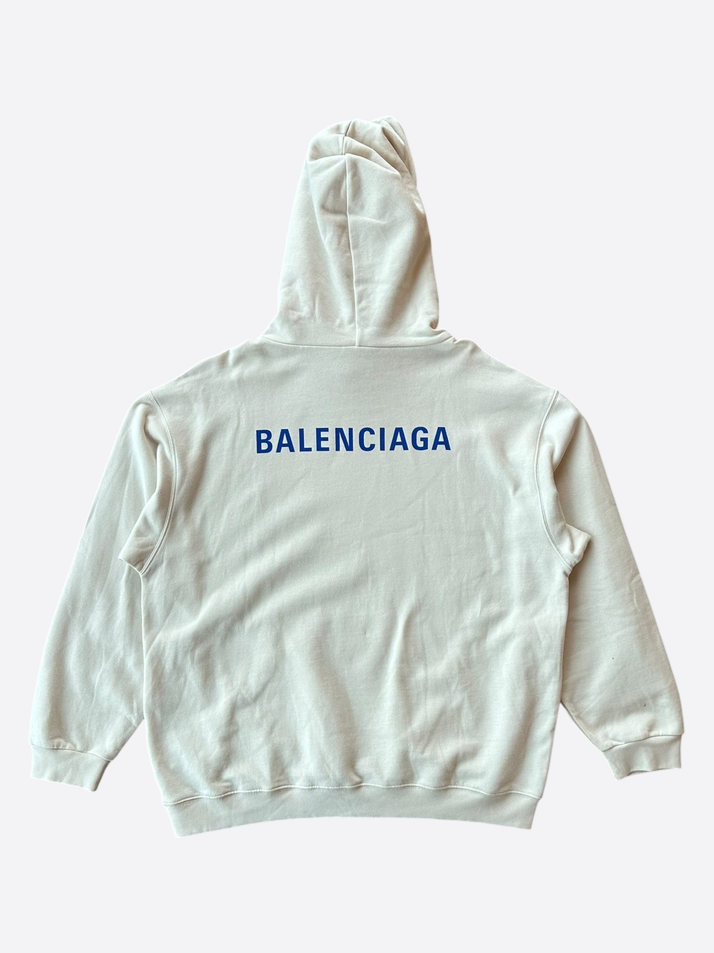 Balenciaga White & Blue Logo Hoodie