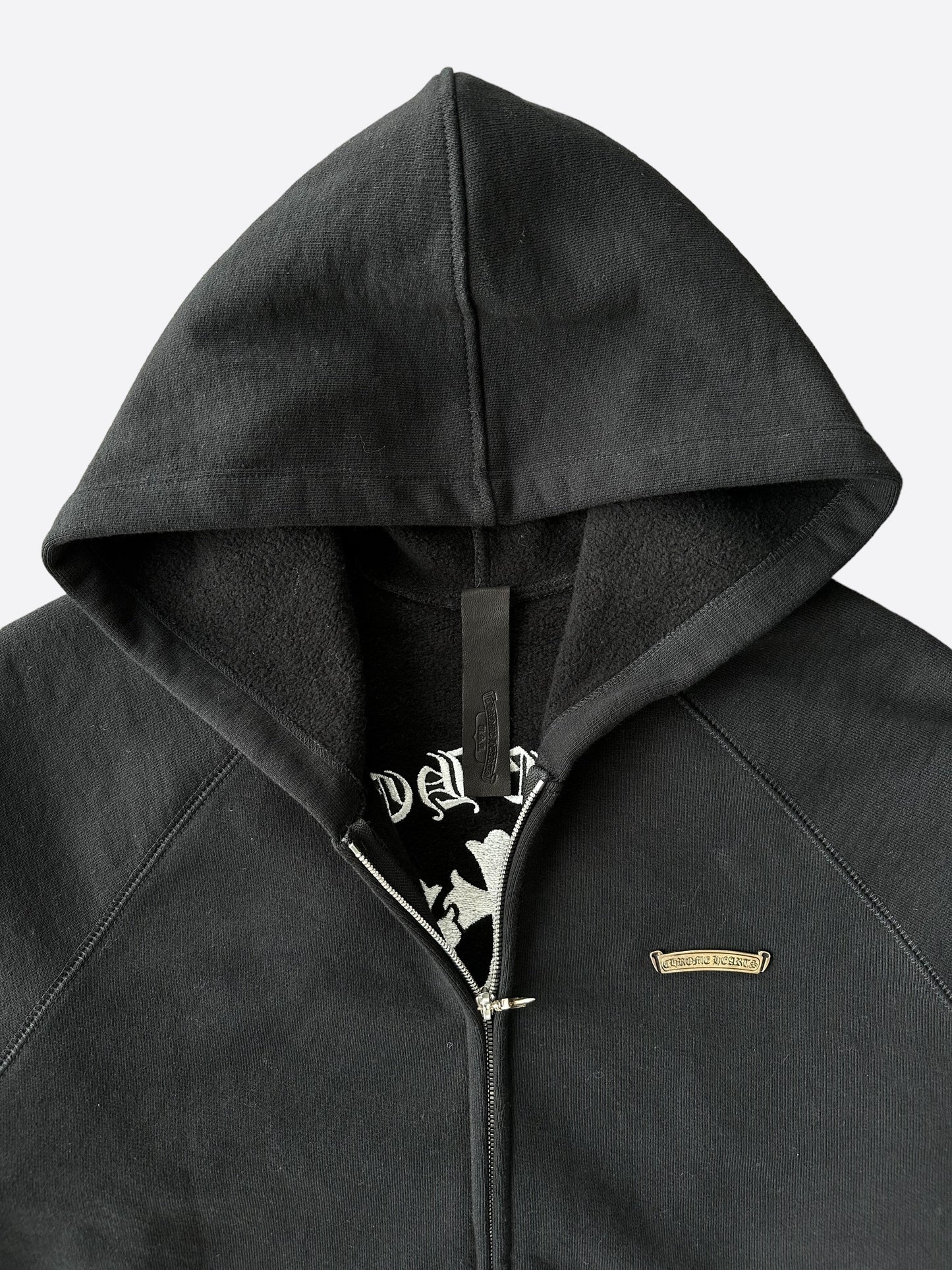 Chrome Hearts Black & White Triple Cross Embroidered Zip Up Hoodie