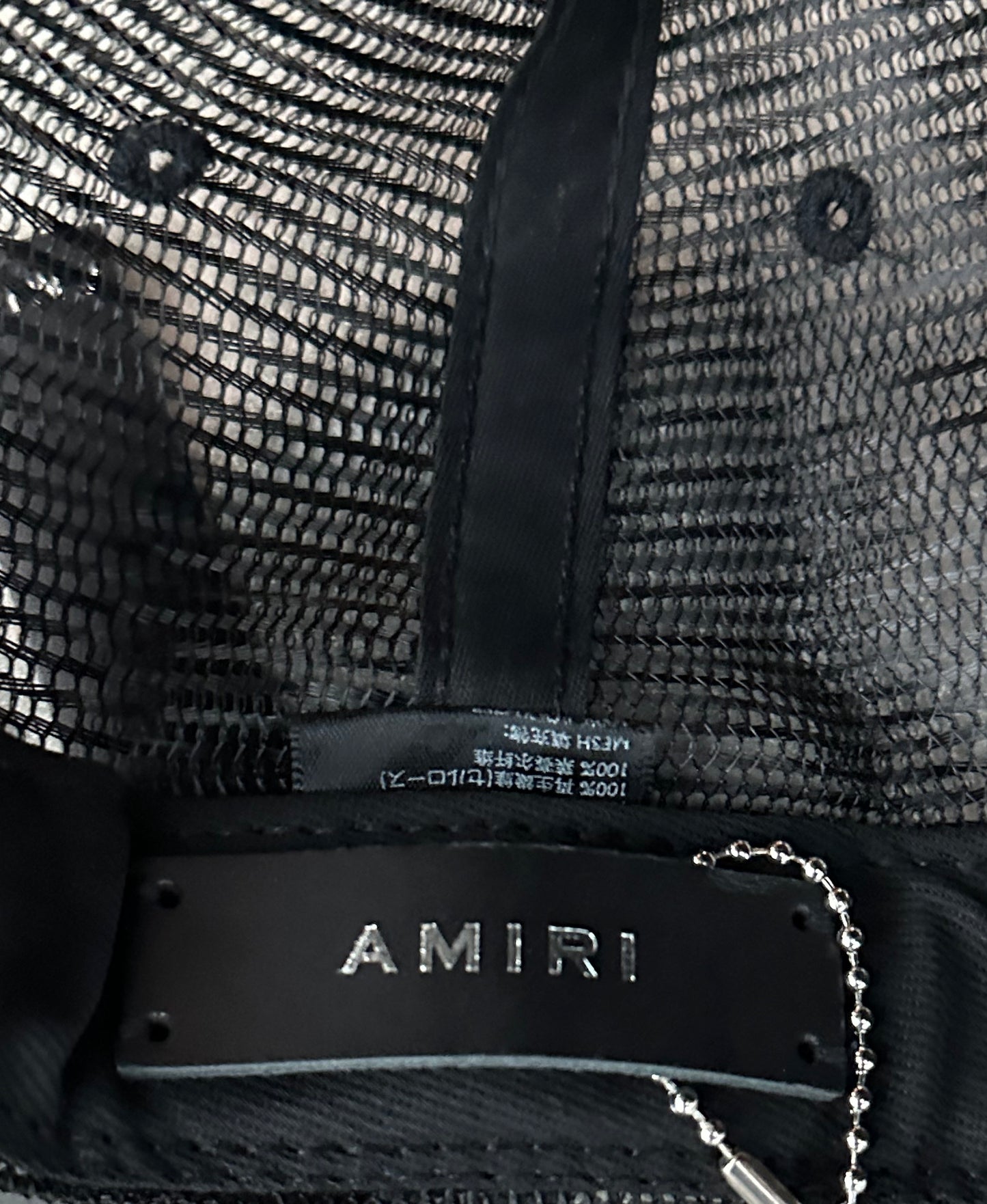 Amiri Black & Peach MA Logo Trucker Hat