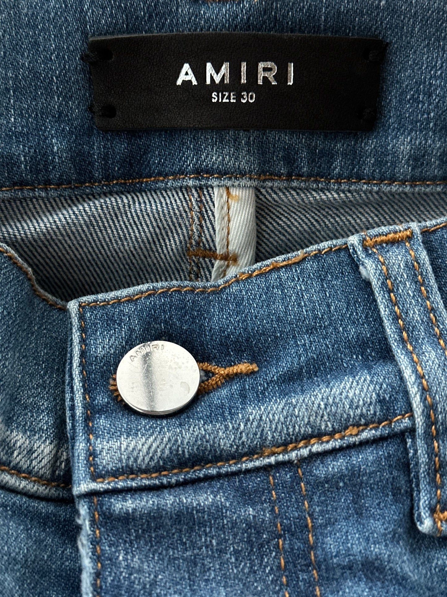 Amiri Indigo Aloha Patch MX1 Jeans