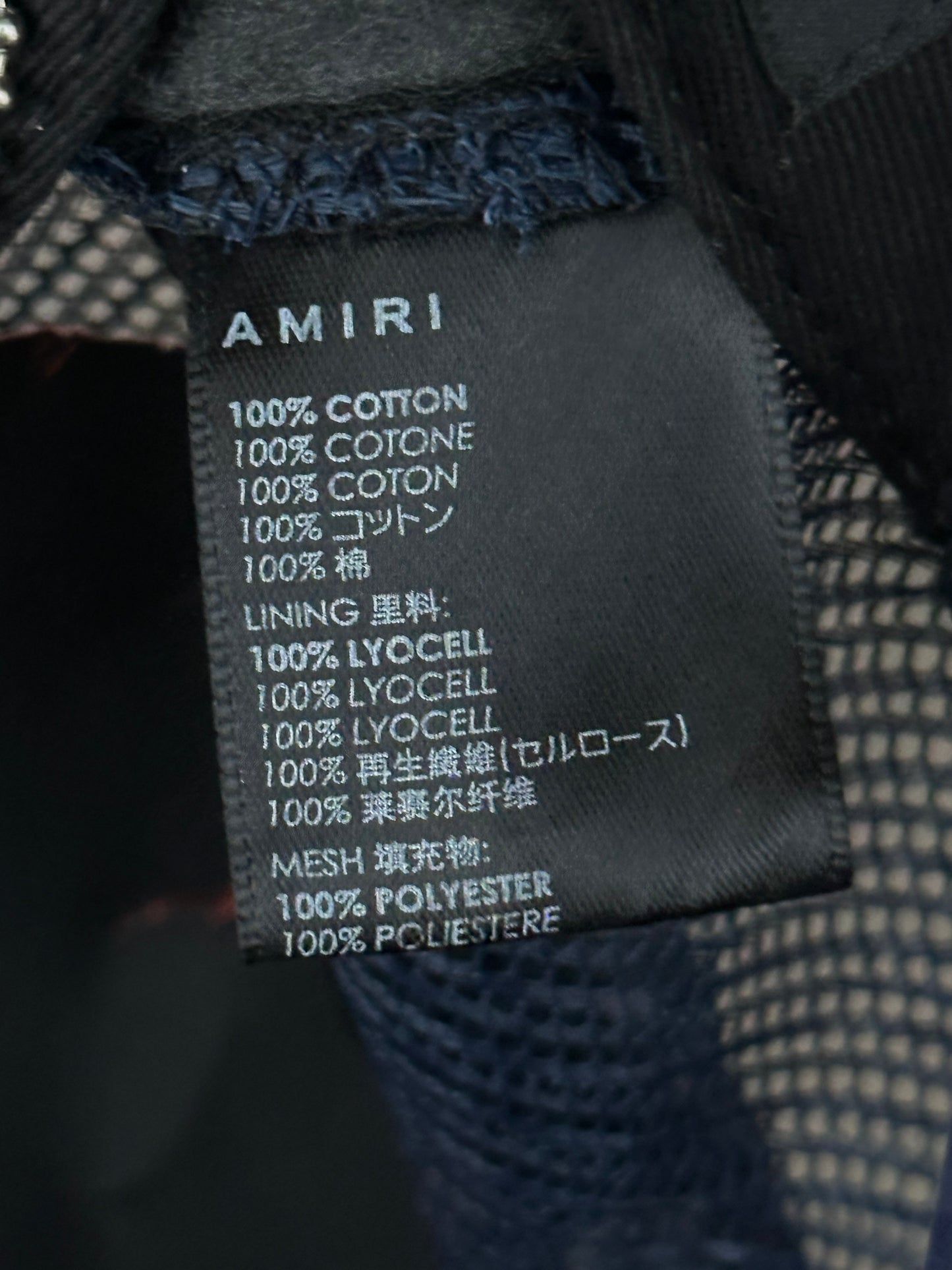 Amiri Blue & White MA Logo Trucker Hat