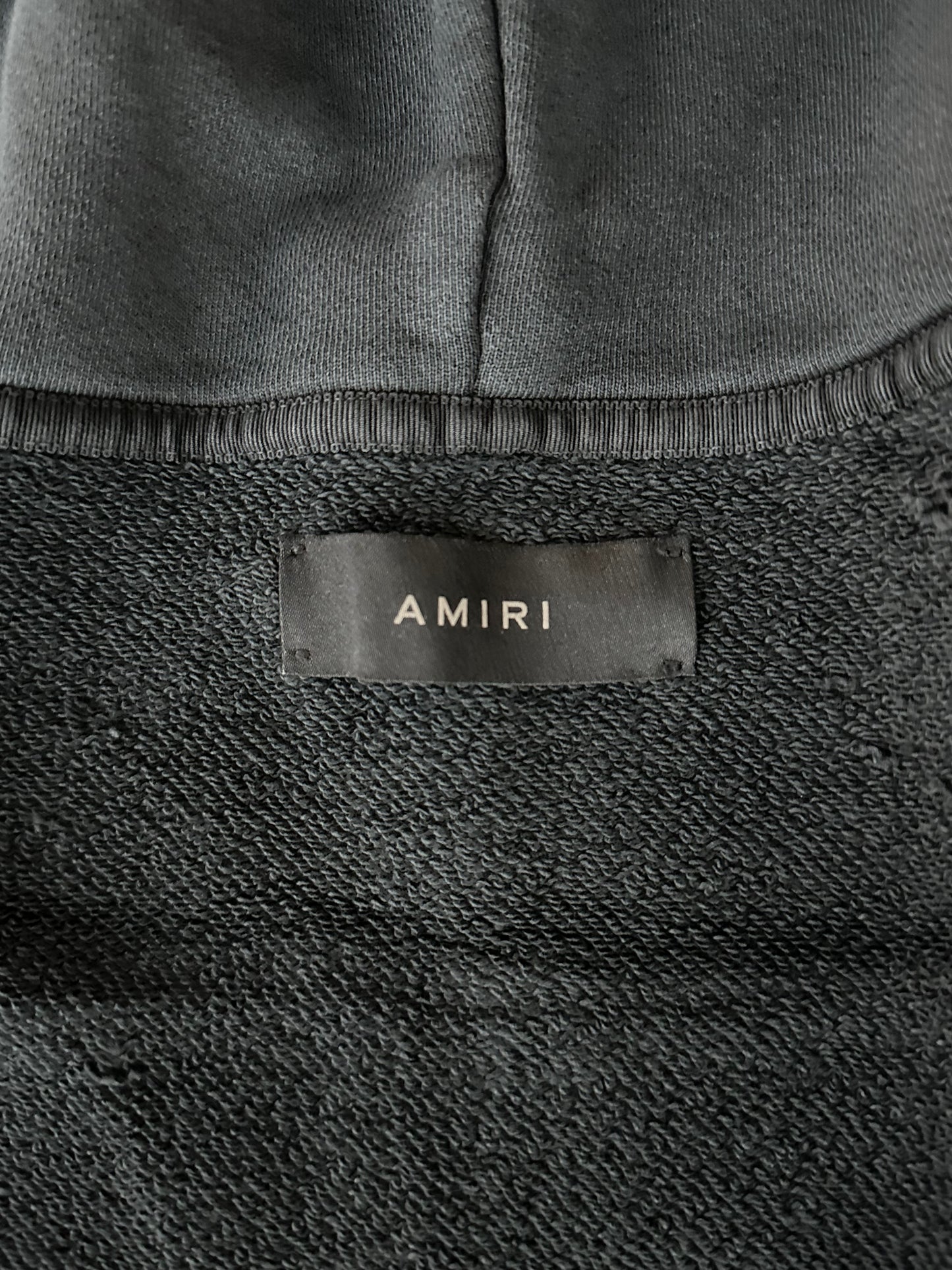 Amiri Faded Black Core Logo Shotgun Zip Up Hoodie