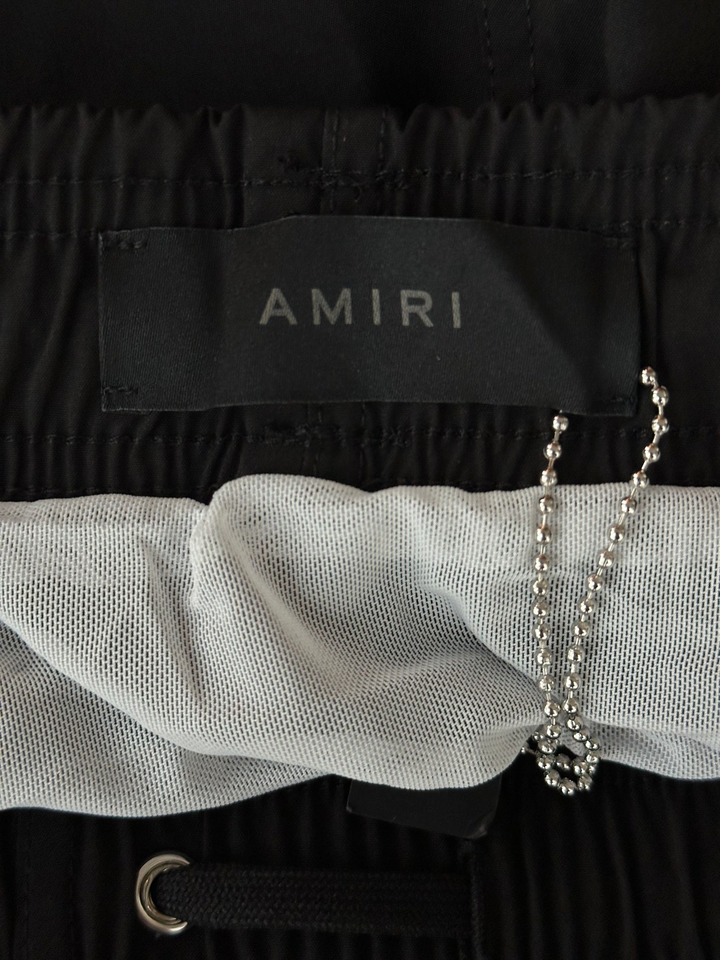 Amiri Black & White MA Bar Logo Swimshorts