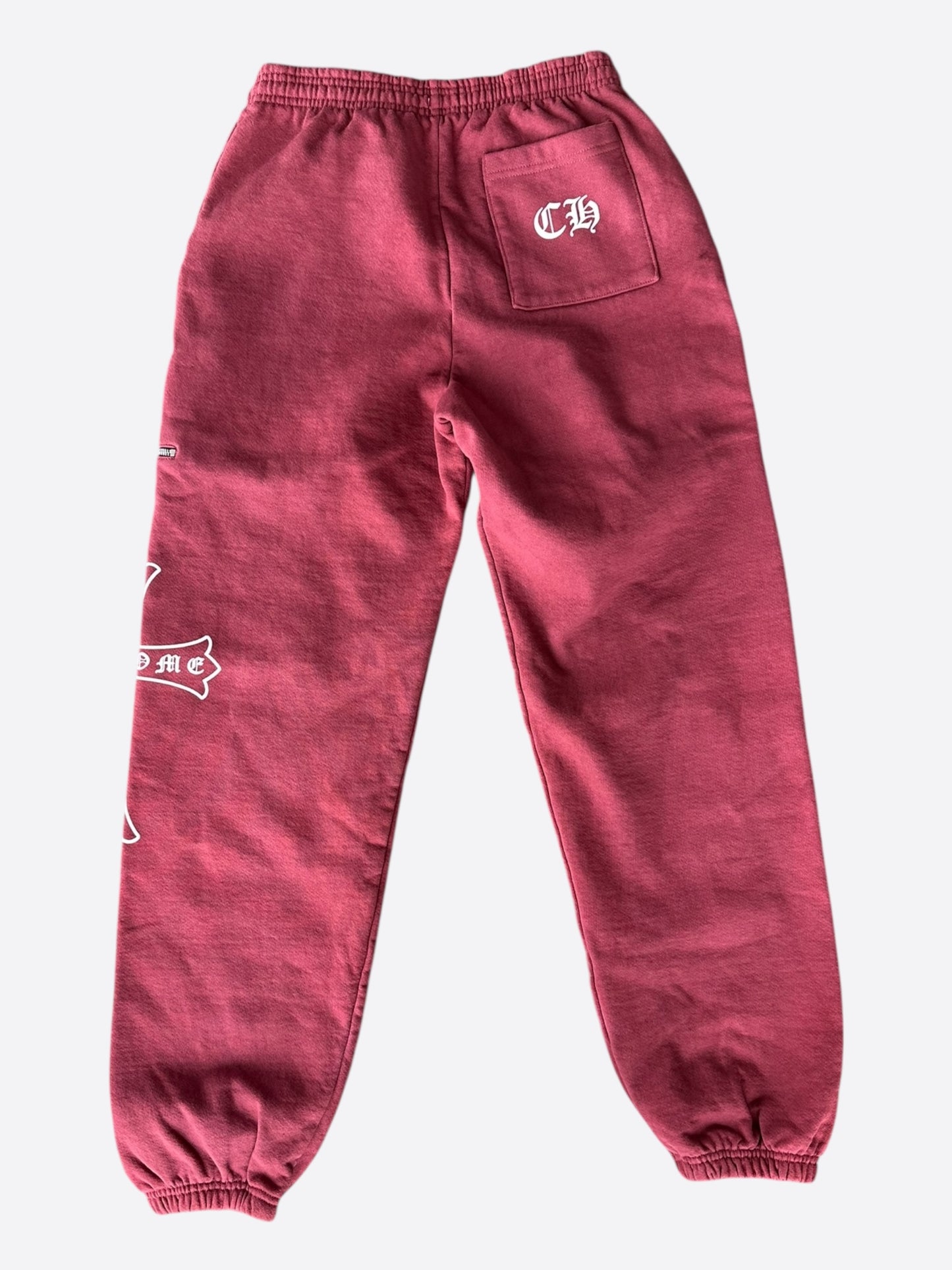 Chrome Hearts Drake Red & White Certified Chrome Cross Logo Sweatpants