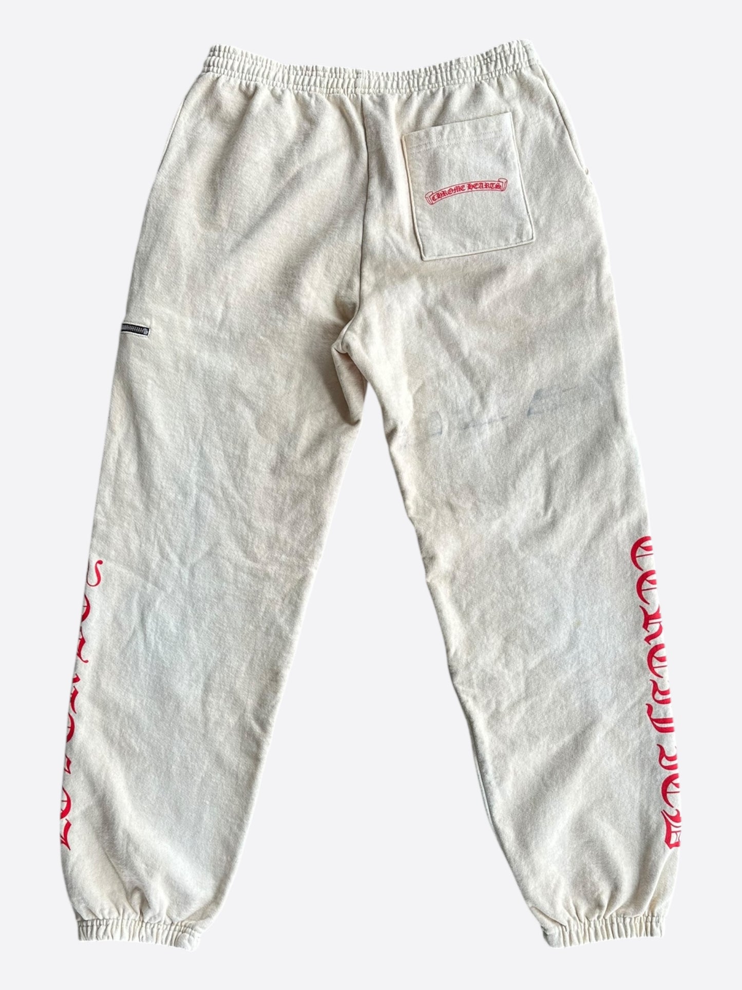 Chrome Hearts Drake Cream & Pink Certified Chrome Cross Logo Sweatpants