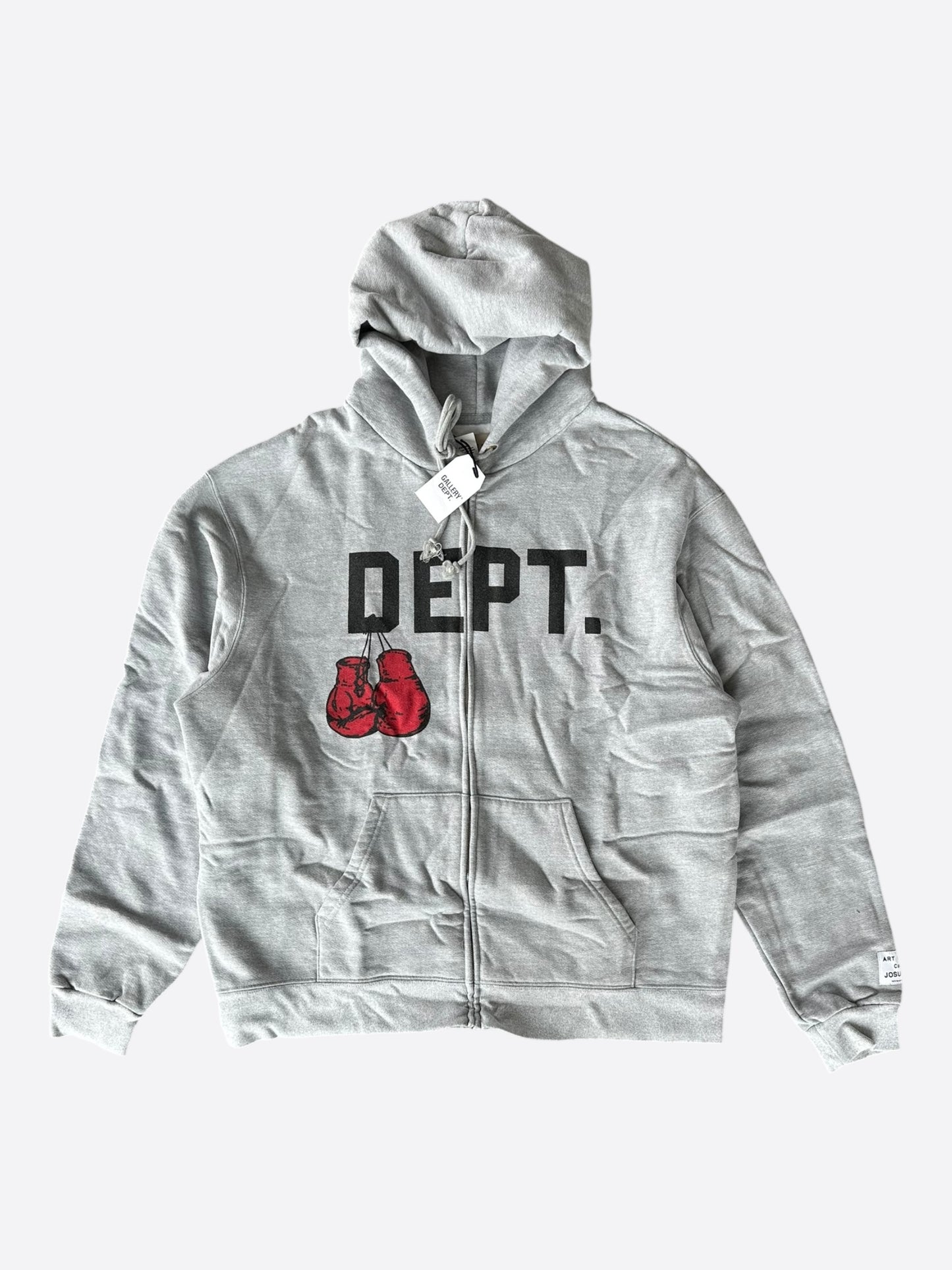 Gallery Dept Grey Boxing Logo Zip Up Hoodie