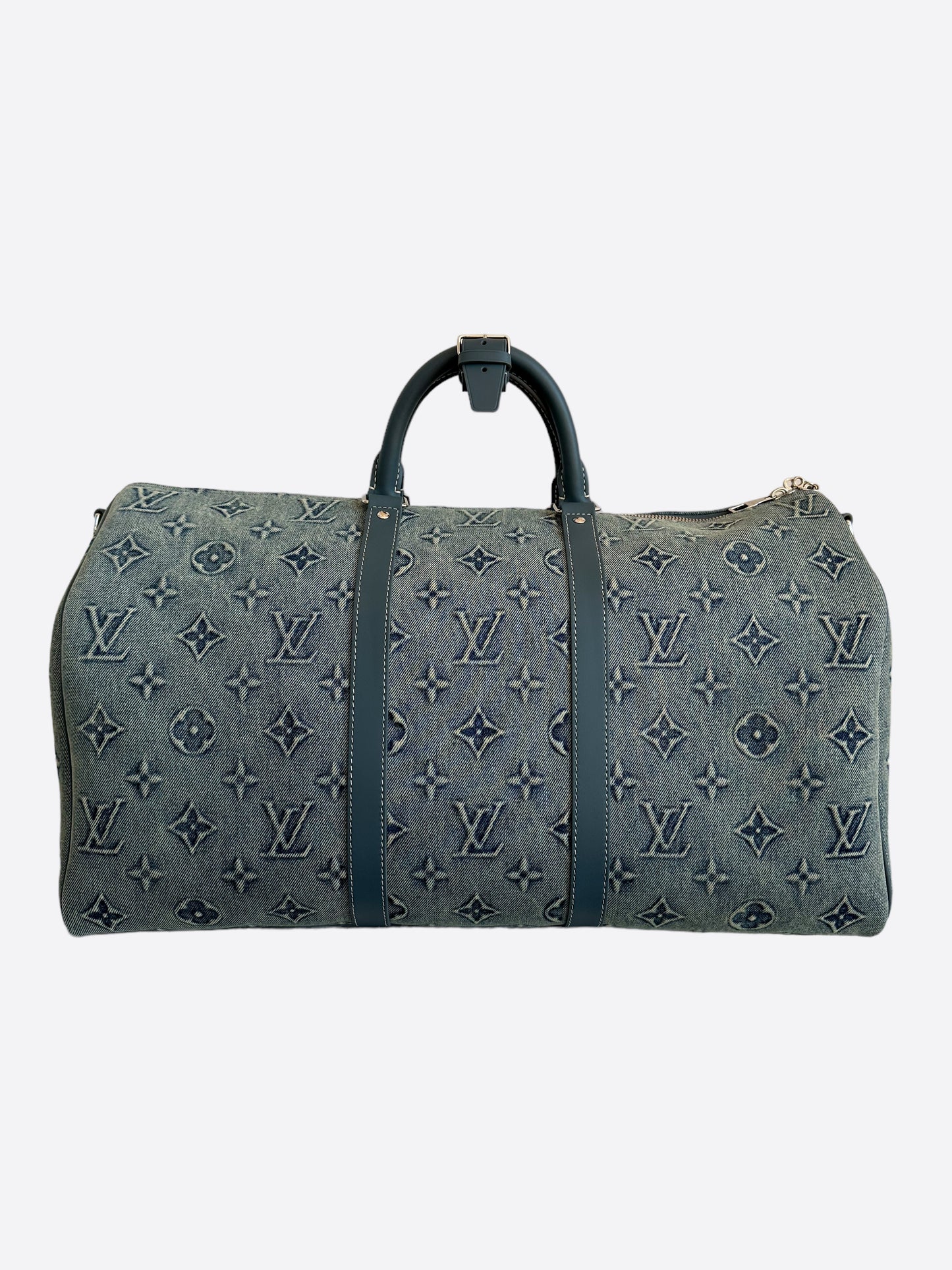 Louis Vuitton Blue Denim Monogram Keepall 50