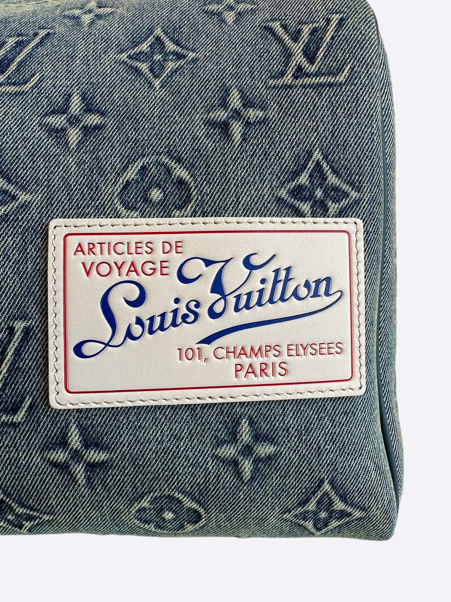Louis Vuitton Blue Denim Monogram Keepall 50