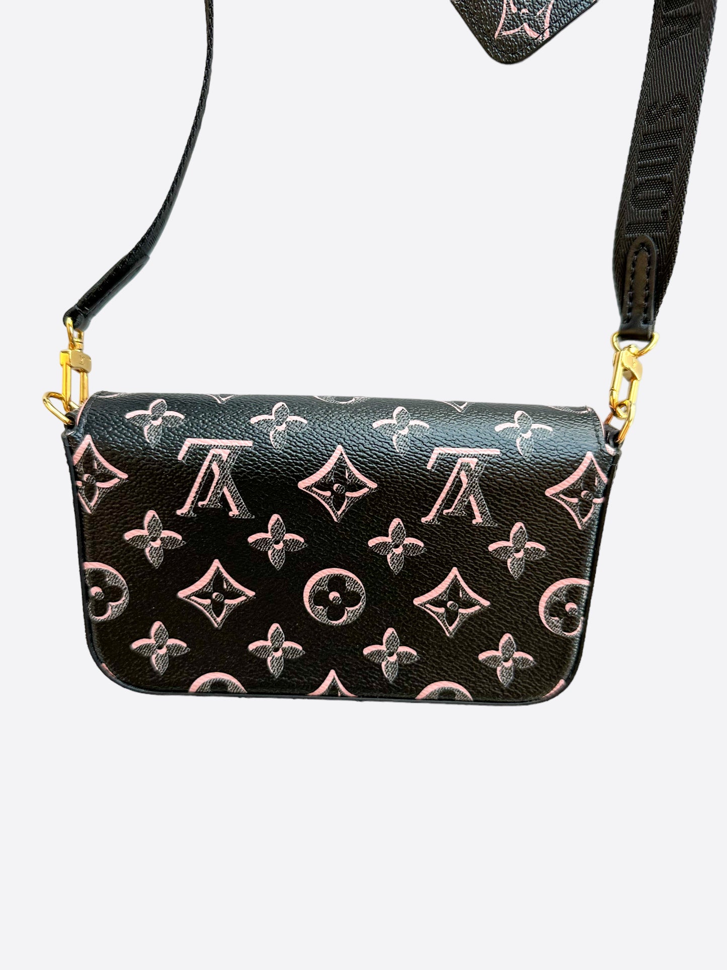 Louis Vuitton Black & Pink Monogram Felicie Strap & Go