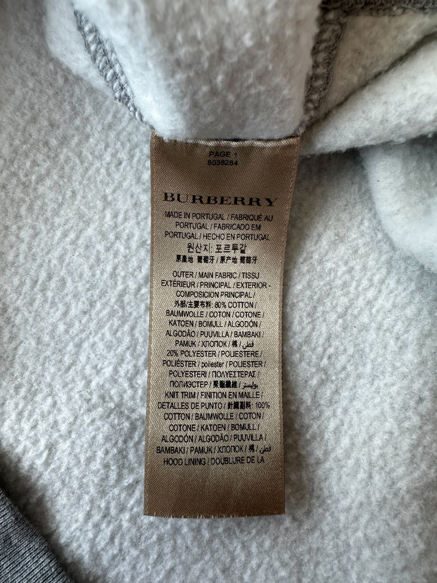 Burberry Grey Check Trim Embroidered Hoodie