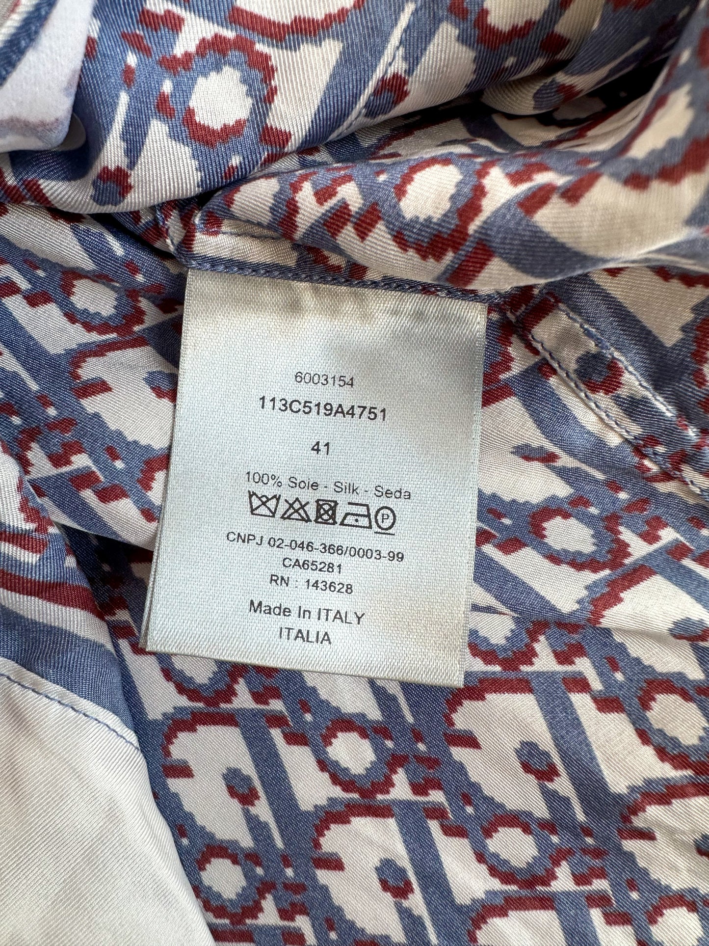 Dior Pixel Oblique Blue Button Up Shirt