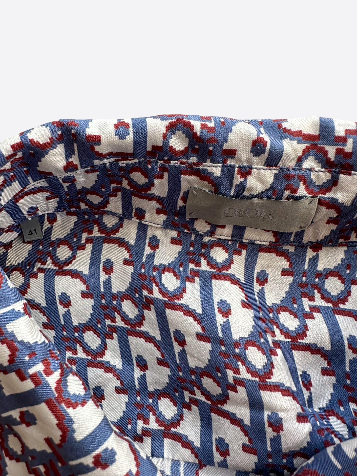 Dior Pixel Oblique Blue Button Up Shirt