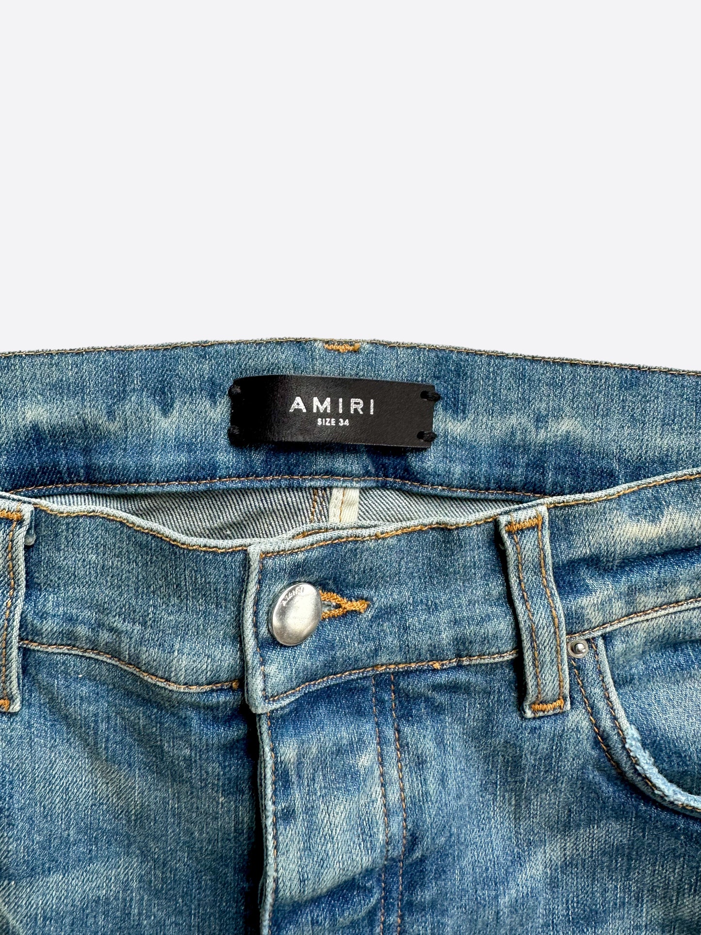 Amiri Blue Bandana Patch MX1 Distressed Denim