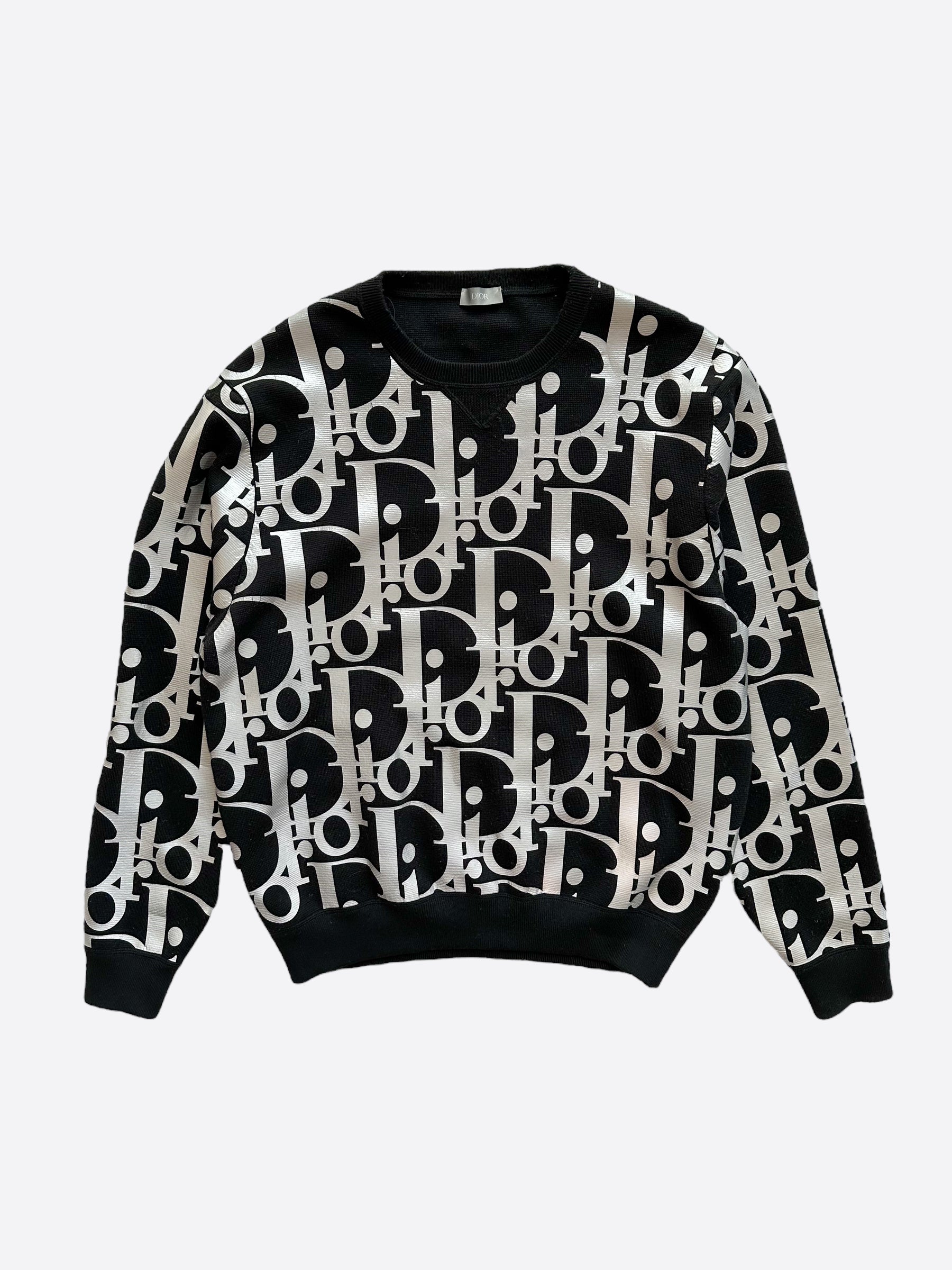 Dior Oblique Sweater Men Dior Print Sweater Dior Oblique Black