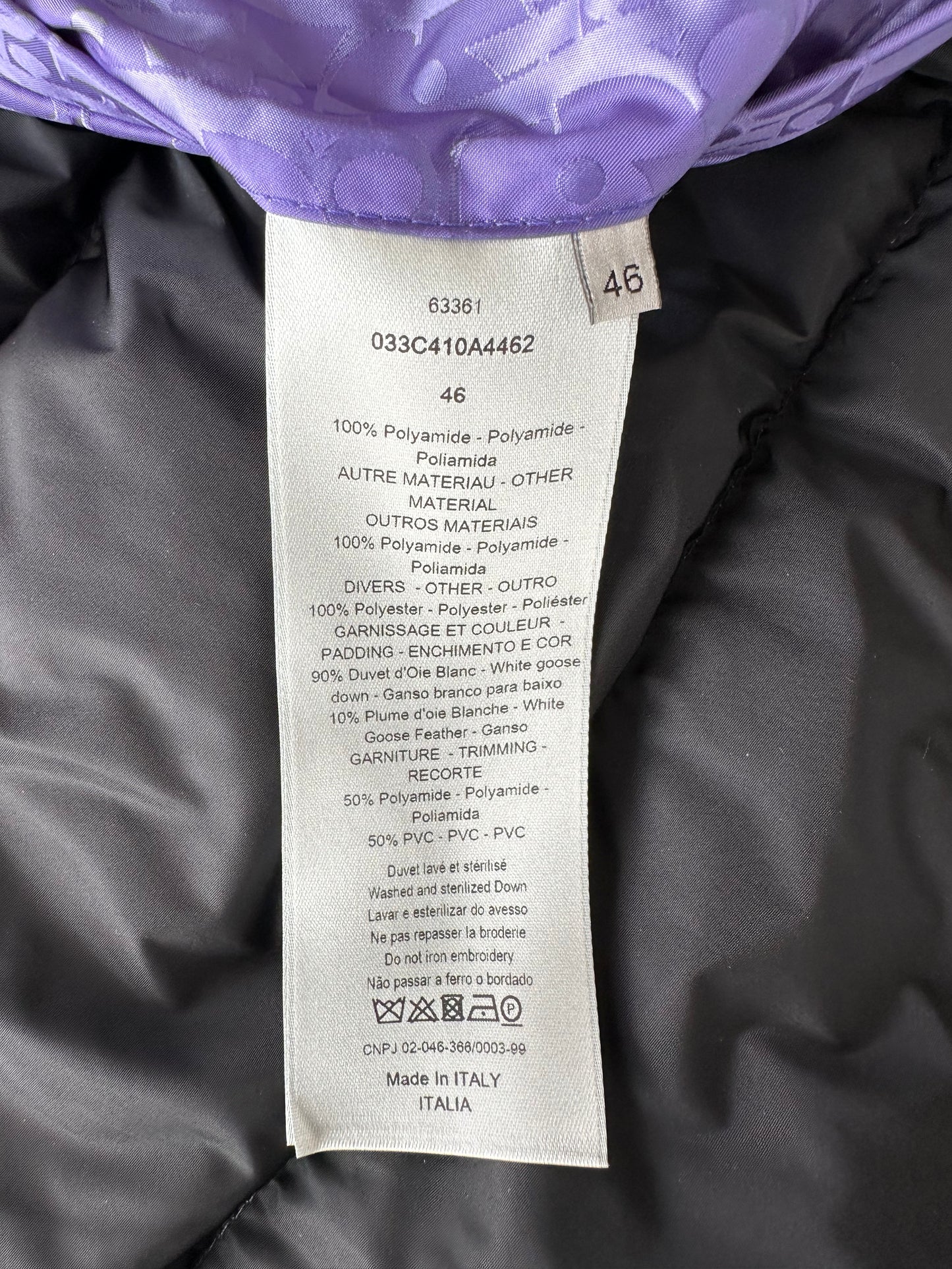 Dior Purple Oblique Puffer Vest