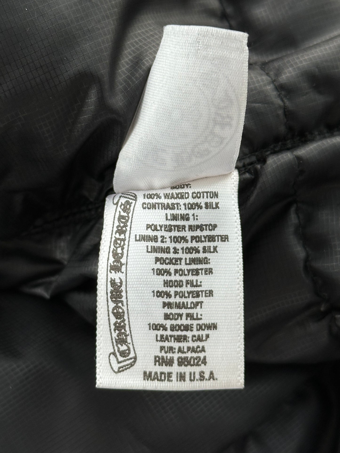 Chrome Hearts Black Leather Fleur Parka Jacket