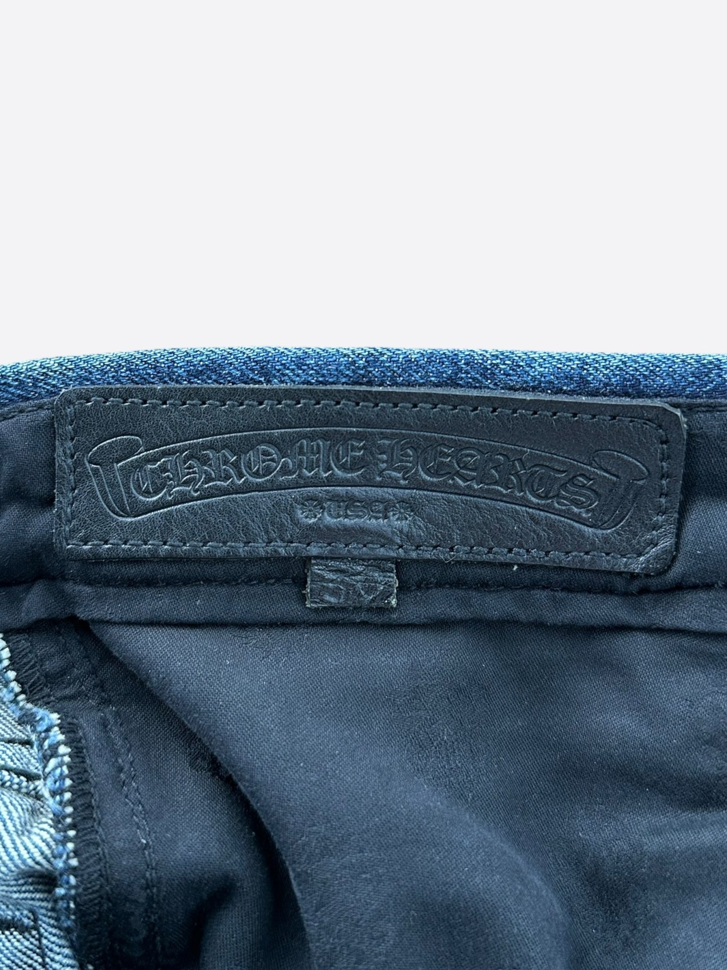 Chrome Hearts Matty Boy Blue & Multicolor Chomper Patch Jeans