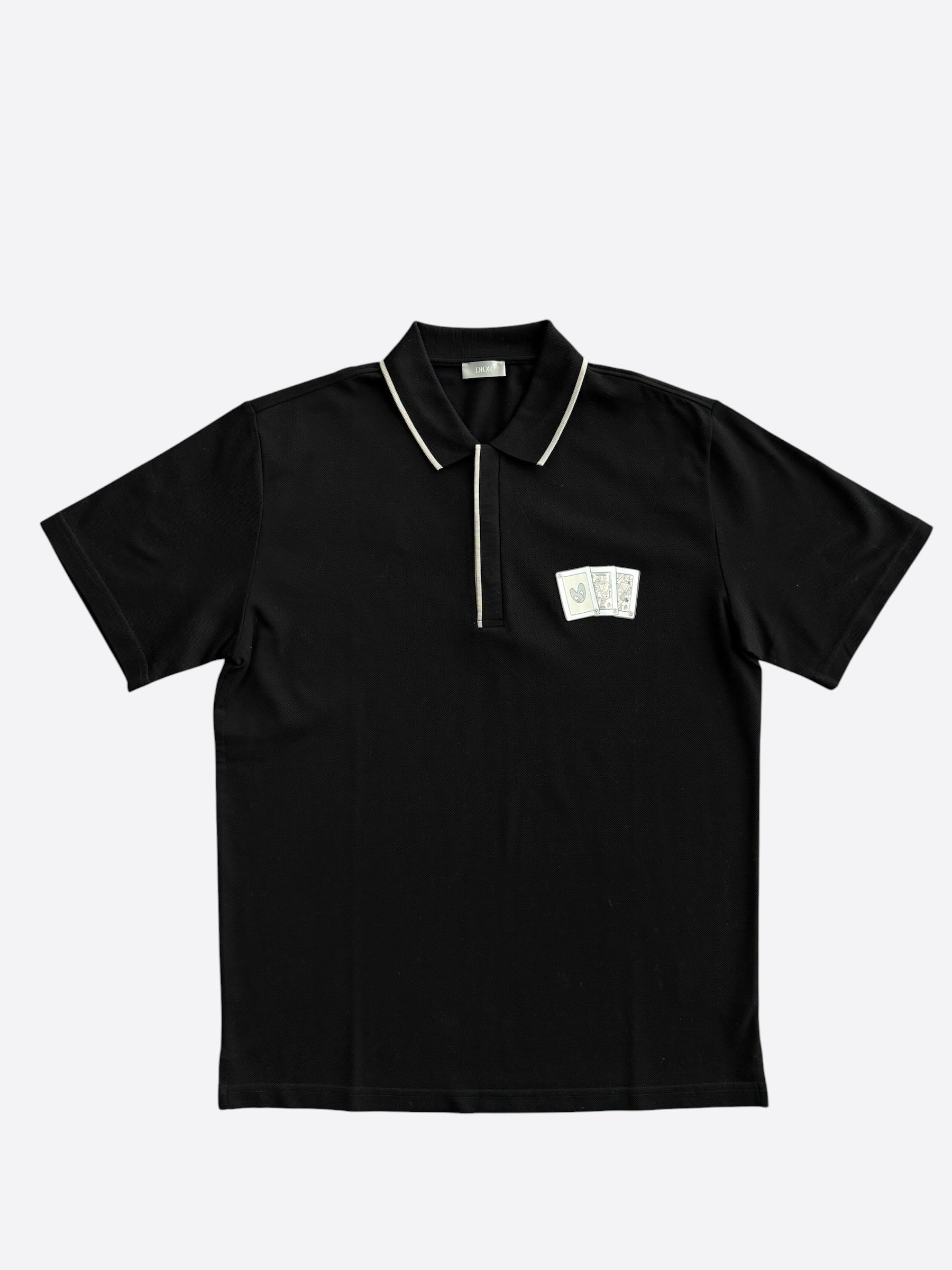 Dior Kenny Scharf Black & White Cards Logo Polo T-Shirt – Savonches
