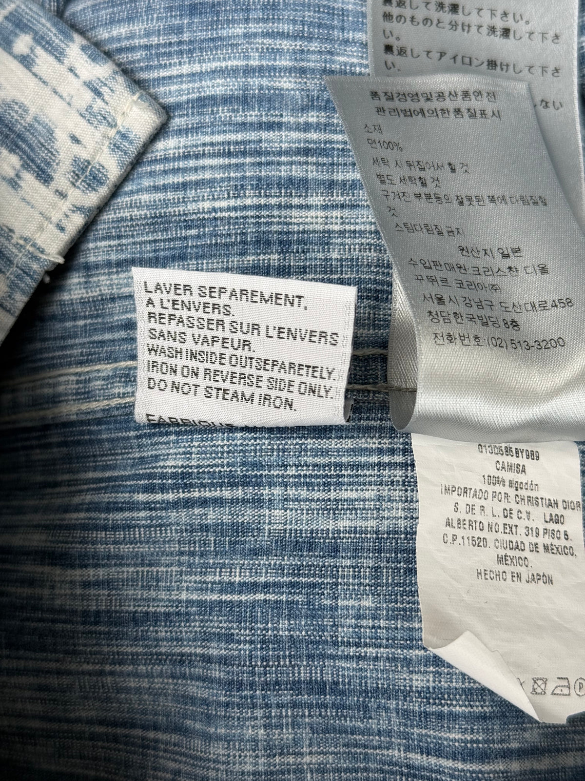 Dior Blue & White Oblique Denim Button Up Shirt
