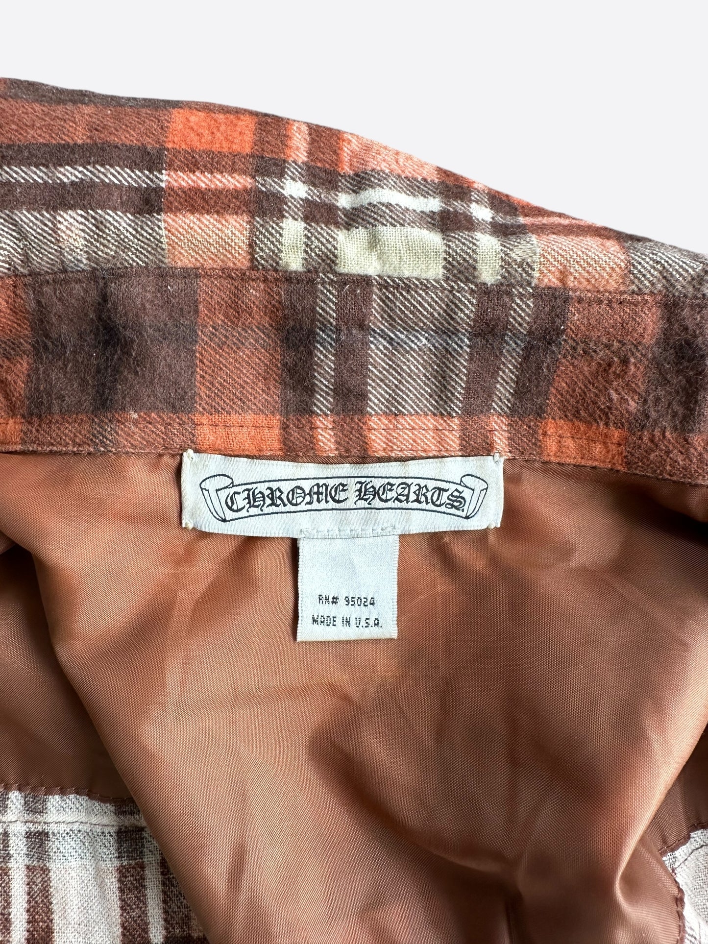 Chrome Hearts Lee Orange Leather Floral Sleeve Patch Flannel