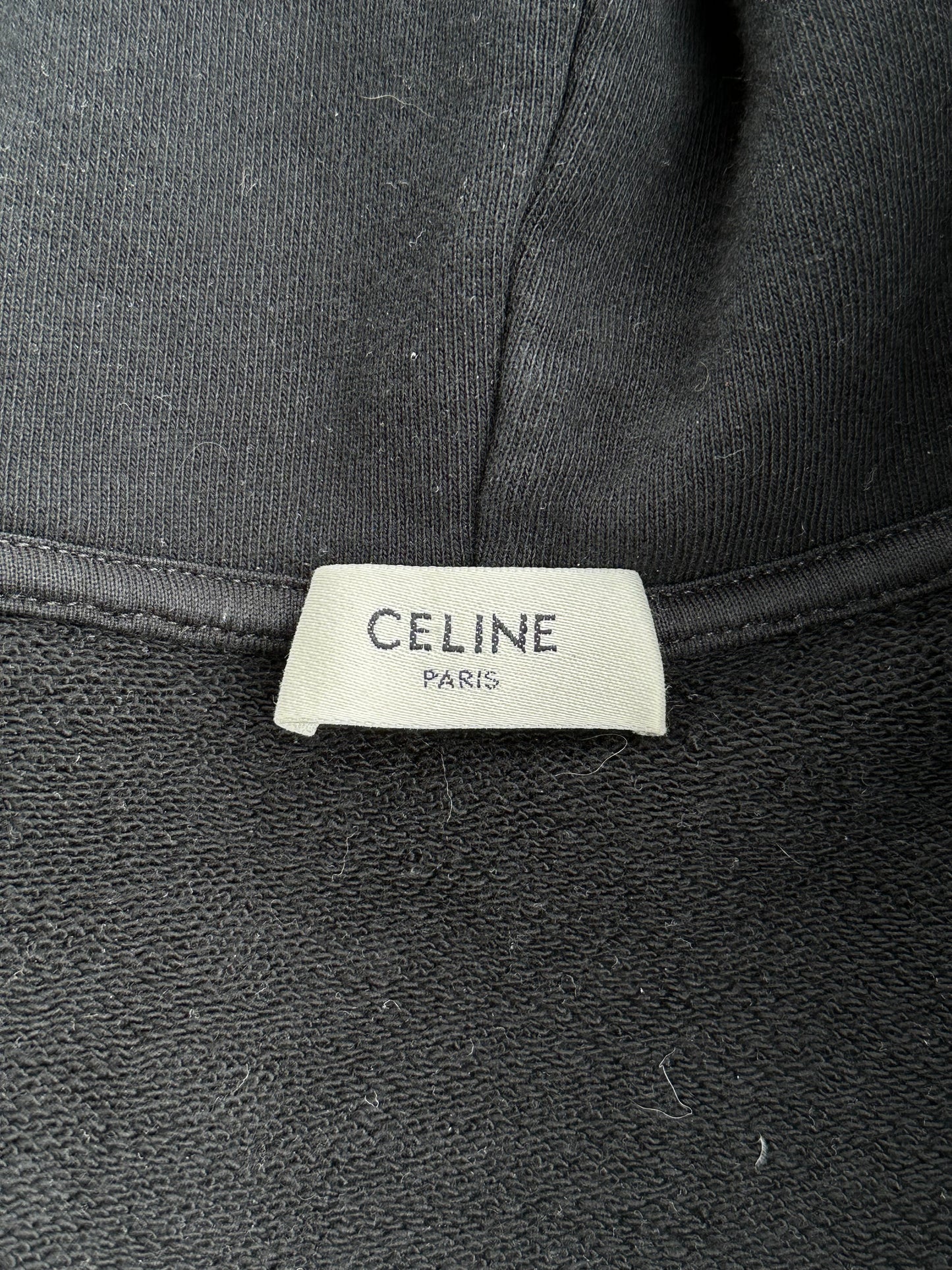 Celine Black & White Hood Logo Zip Up Hoodie